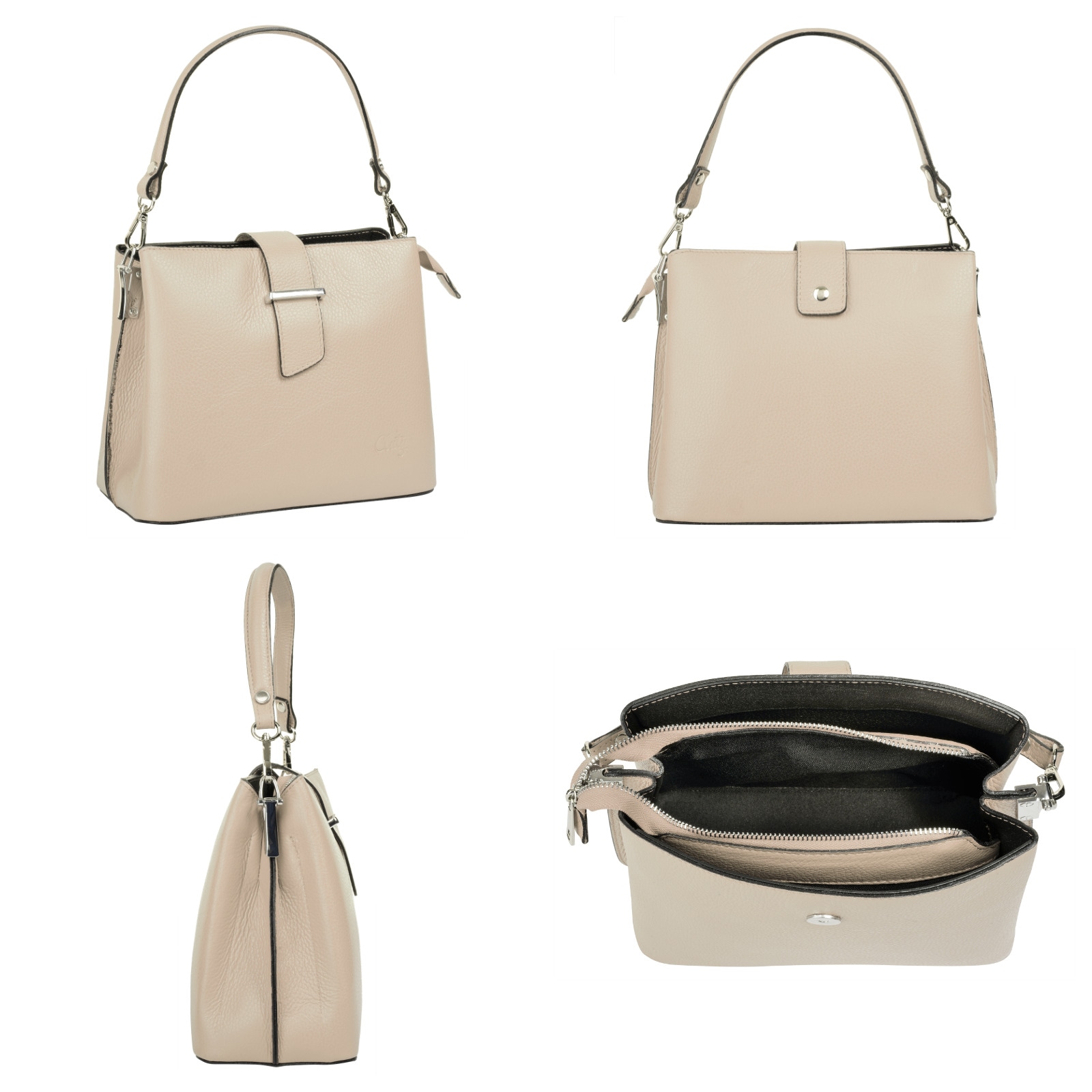 Cluty Henkeltasche, echt Leder, Made in Italy
