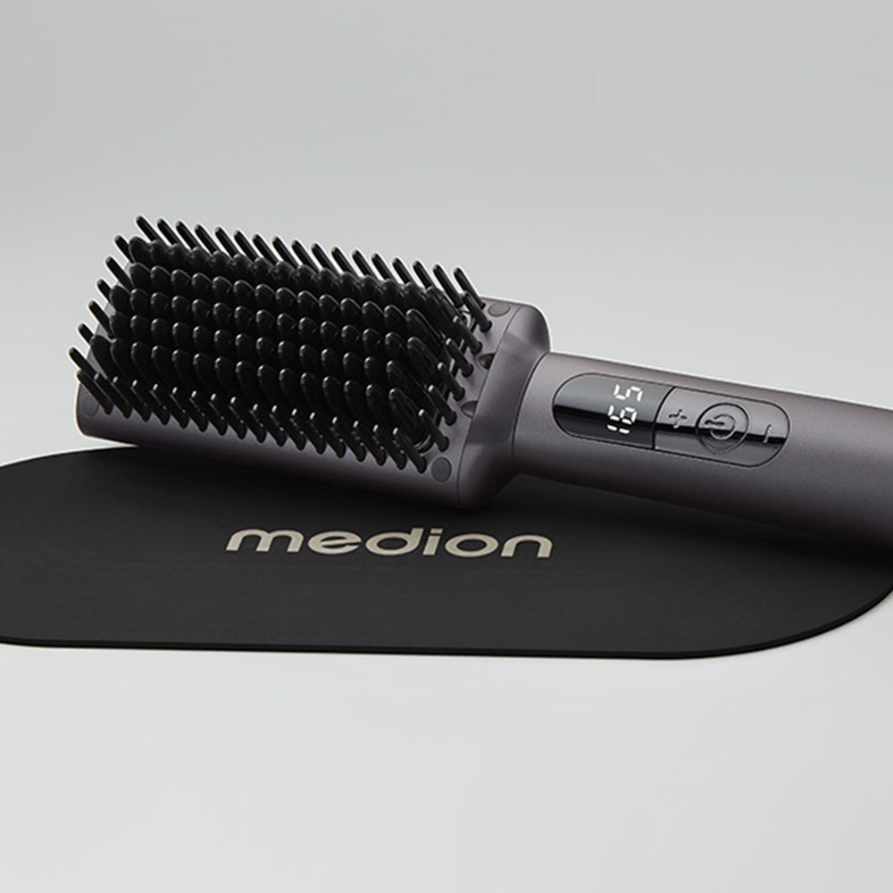 Medion® Glätteisen »Haarglättbürste HB1 (MD19859)«, Keramik-Turmalin, Keramik/Turmalin beschichtete Borsten, Ionen-Technologie