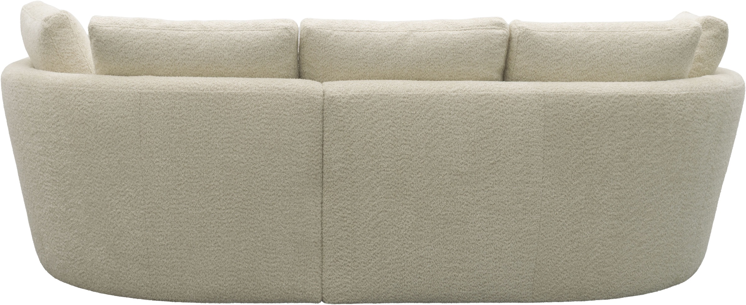 DOMO collection Ecksofa »Lumin, B/T: 267/170 cm, abgerunde Form, charmantes Design, cozy chic« Mit Federkern und 5 Rückenkissen ausgestattet