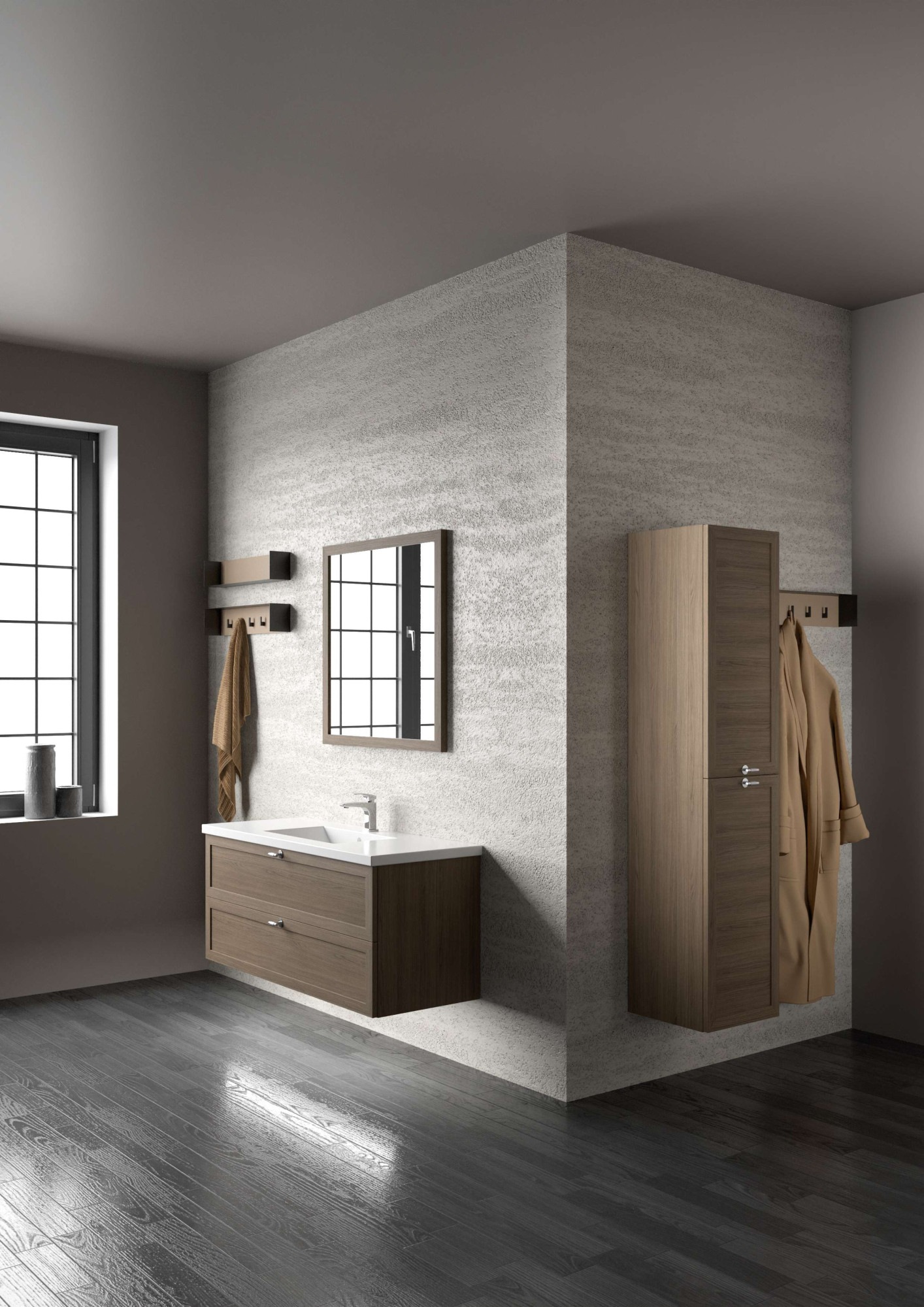 welltime Waschtisch »Rustic«, mit Soft-Close-Funktion, Breite 121,5 cm, Eichenfurnier