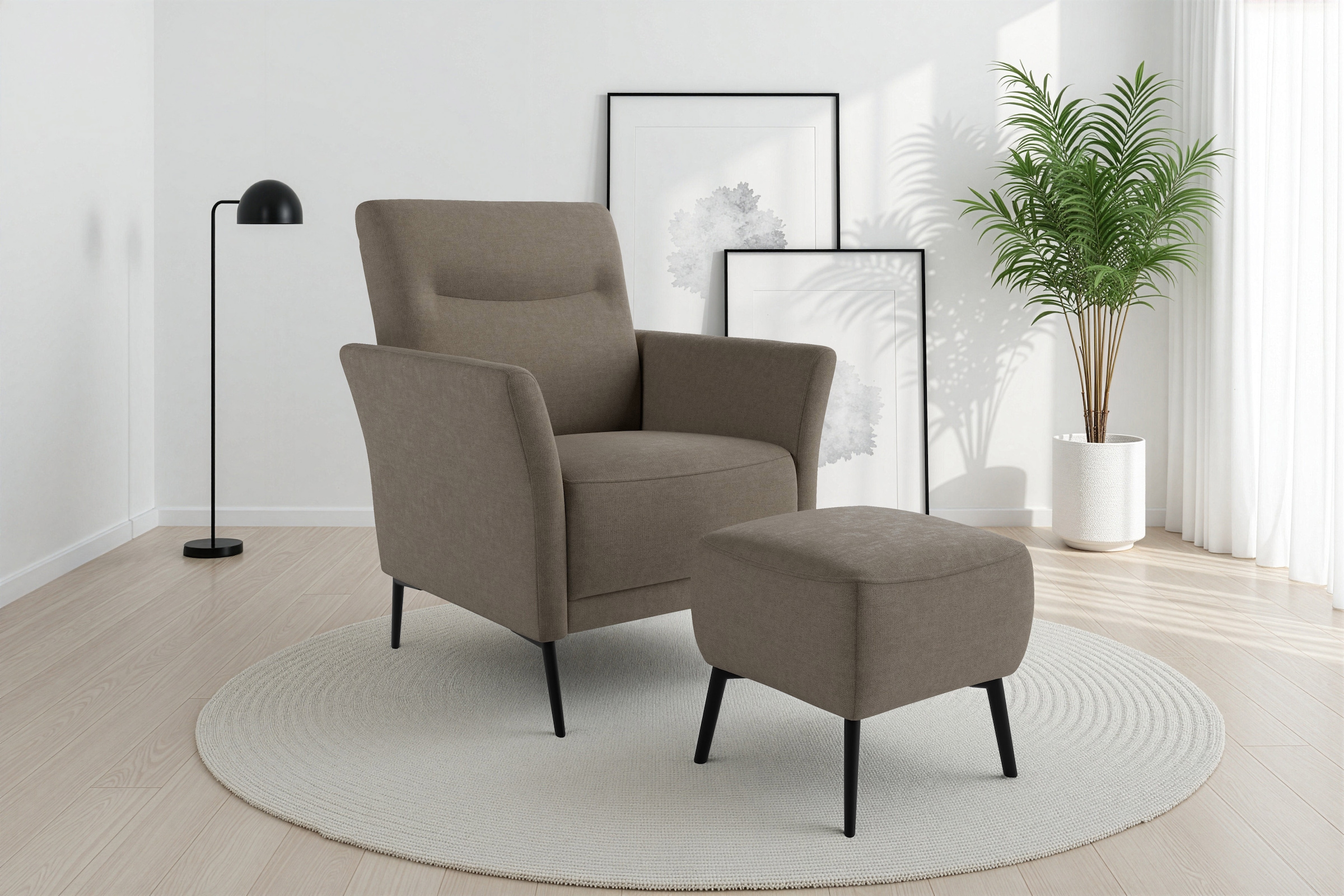 sit&more Sessel »Talvi« 2 Stk. tlg. 2-teiliges Set- Sessel mit Hocker