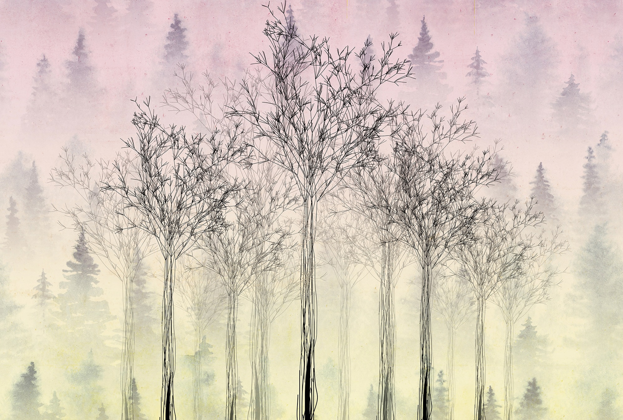 Architects Paper Fototapete »Atelier 47 Trees Artwork 2« Wald glatt Vlies, günstig online kaufen