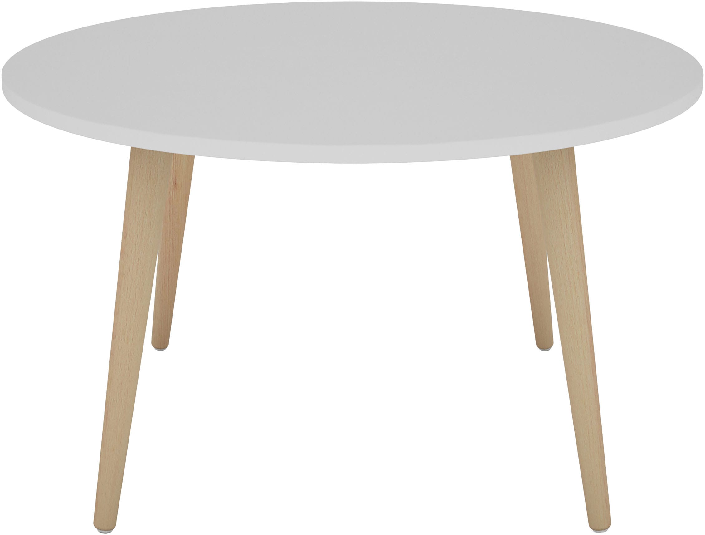 byLIVING Couchtisch »LASSE« Tischplatte weiß, Gestell Buche natur, Breite: 80 cm