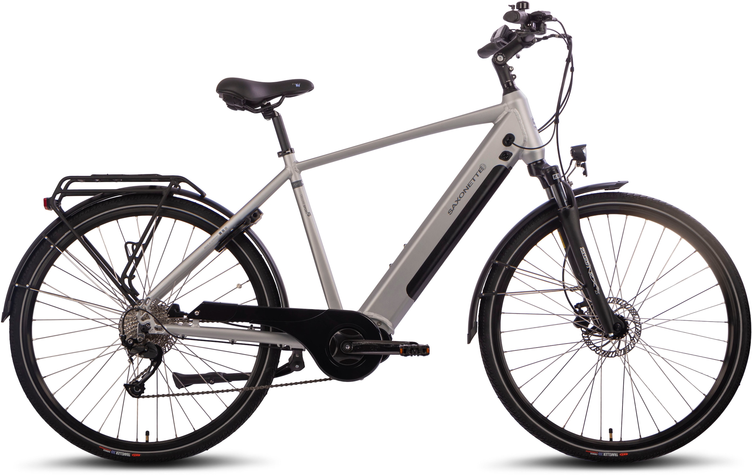 SAXONETTE E-Bike »Saxonette Deluxe Sport (Diamant)«, 9 Gang, Shimano, Alivio, Mittelmotor 250 W, Pedelec, Elektrofahrrad für Damen u. Herren
