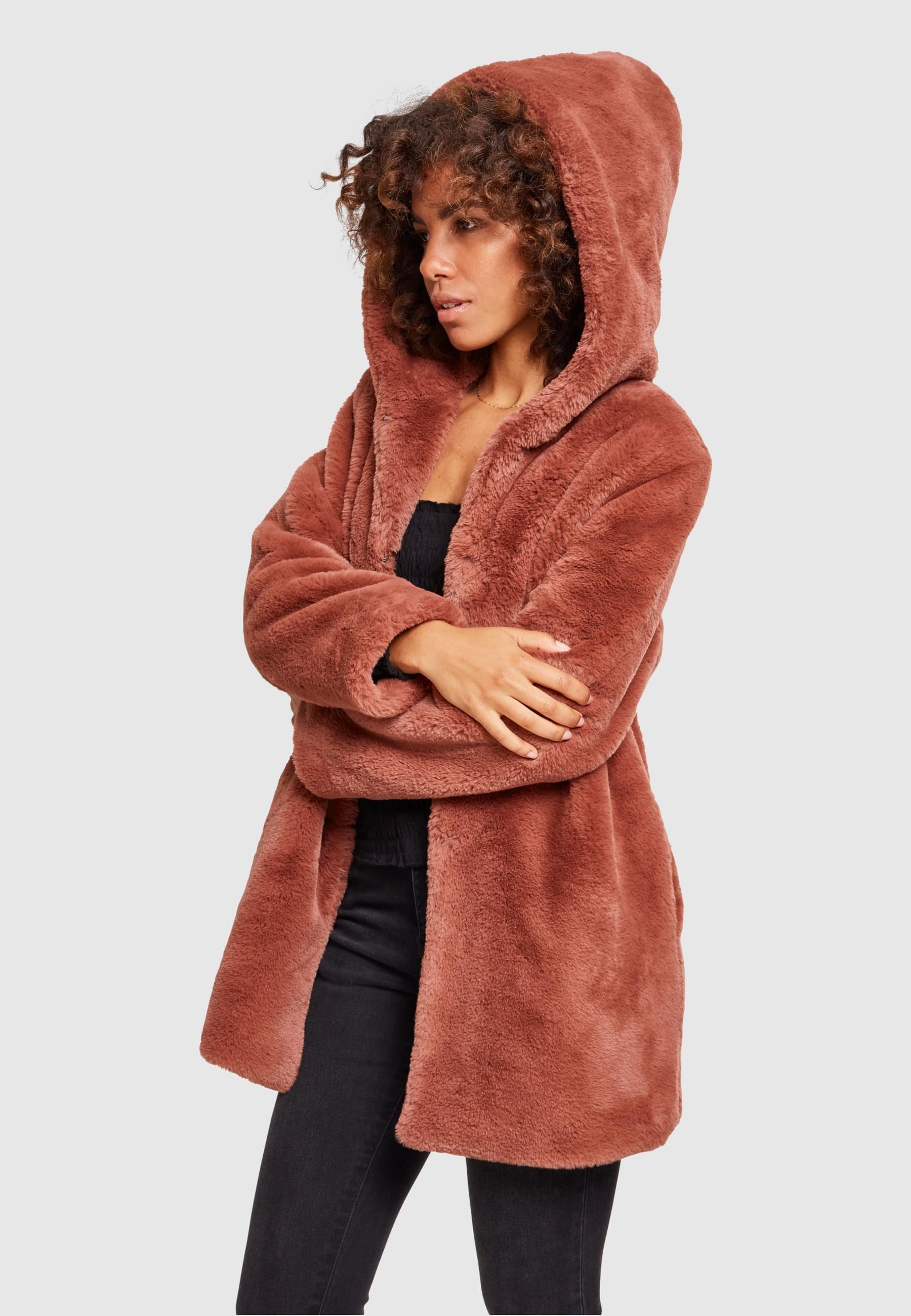 URBAN CLASSICS Parka »Urban Classics Damen Ladies Hooded Teddy Coat« 1 Stk. tlg. ohne Kapuze