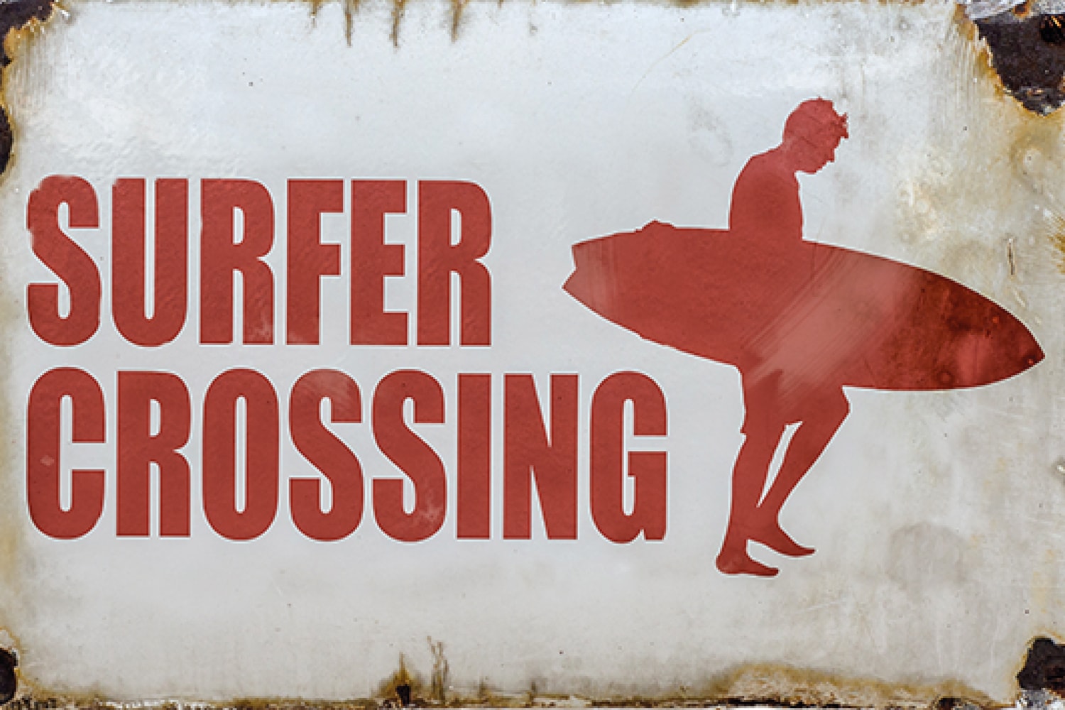 queence Metallbild »SURFER CROSSING«, Sprüche & Texte, Blechschilder