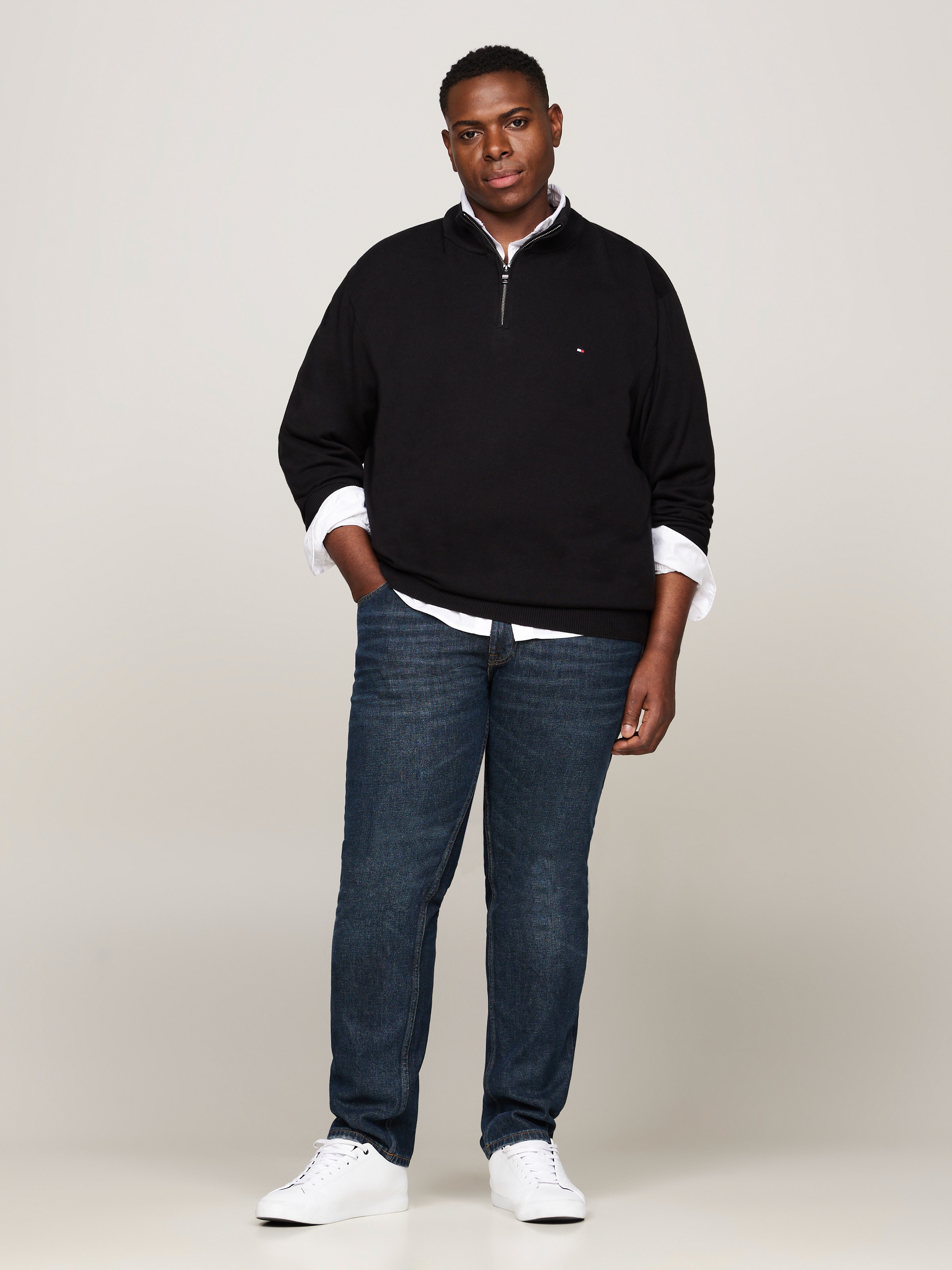 Tommy Hilfiger Big & Tall Troyer »BT-PIMA ORG CTN CASHMERE ZMOCK-B« Große Größen