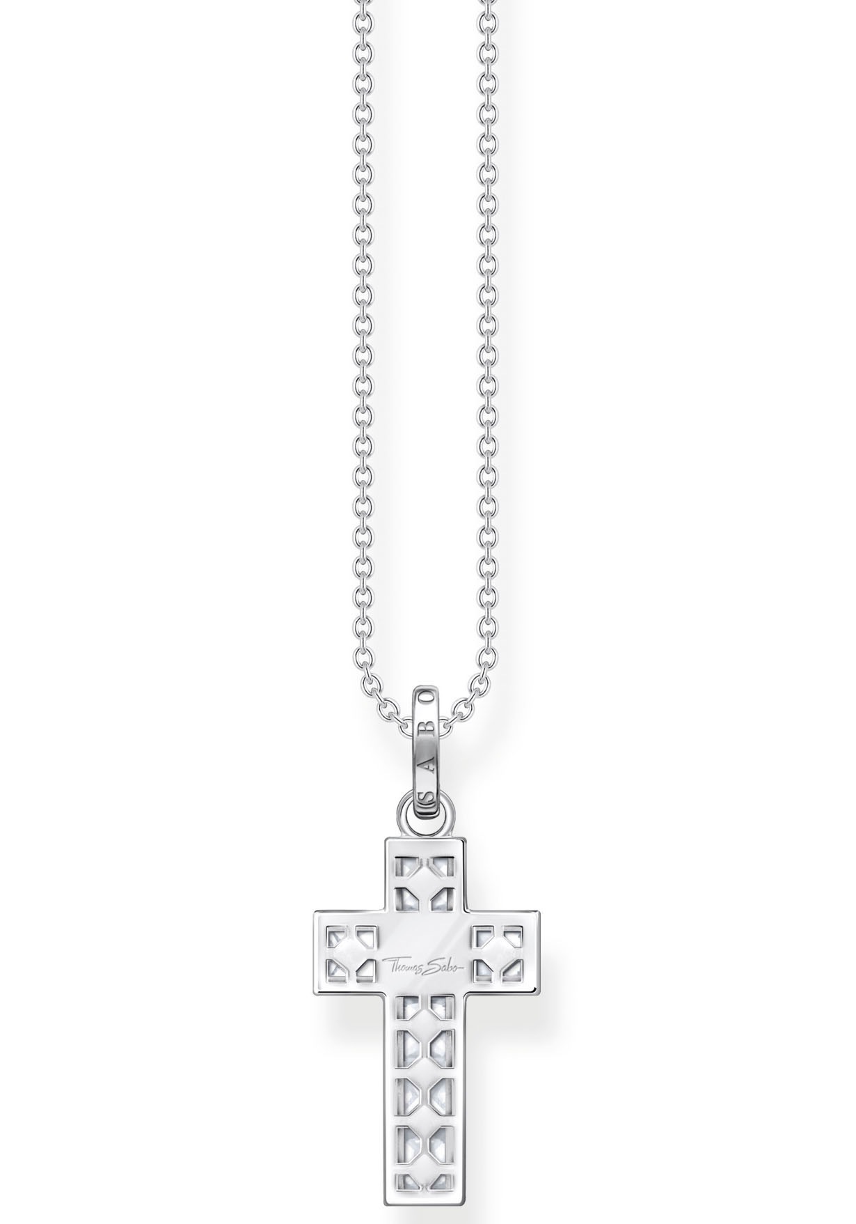 THOMAS SABO Kreuzkette »Kreuz, KE2166-051-14-L45V, KE2166-477-7-L45V, KE2166-643-11-L45V«, mit Glas-Keramik Stein, Korund (synth.), Zirkonia (synth.)