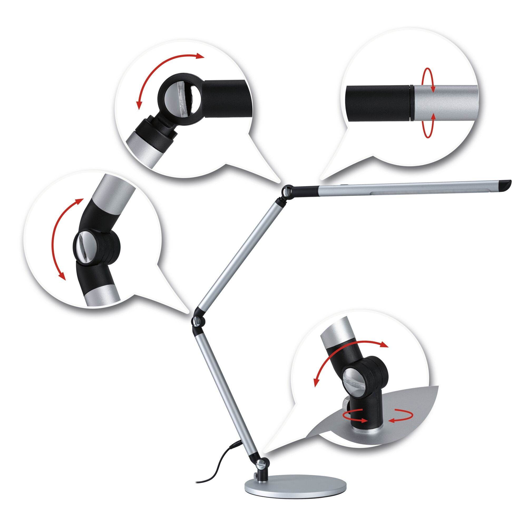 Paulmann LED Schreibtischlampe »LED Schreibtischleuchte 3-Step-Dim FlexBar White Switch Silber matt«, 1 flammig, mehrere Helligkeitsstufen, Farbwechsler, Farbsteuerung, Dimmer