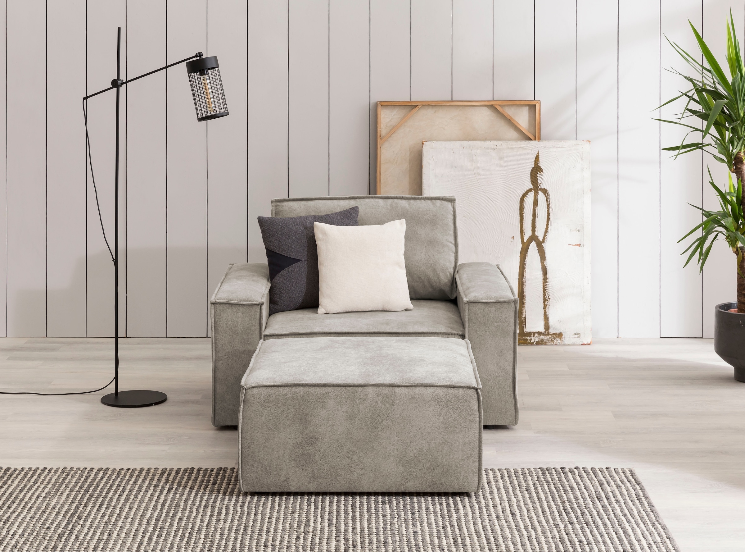Home affaire Sessel »SHERWOOD«, Loveseat und Hocker im Set, passend zur Polster-Serie SHERWOOD
