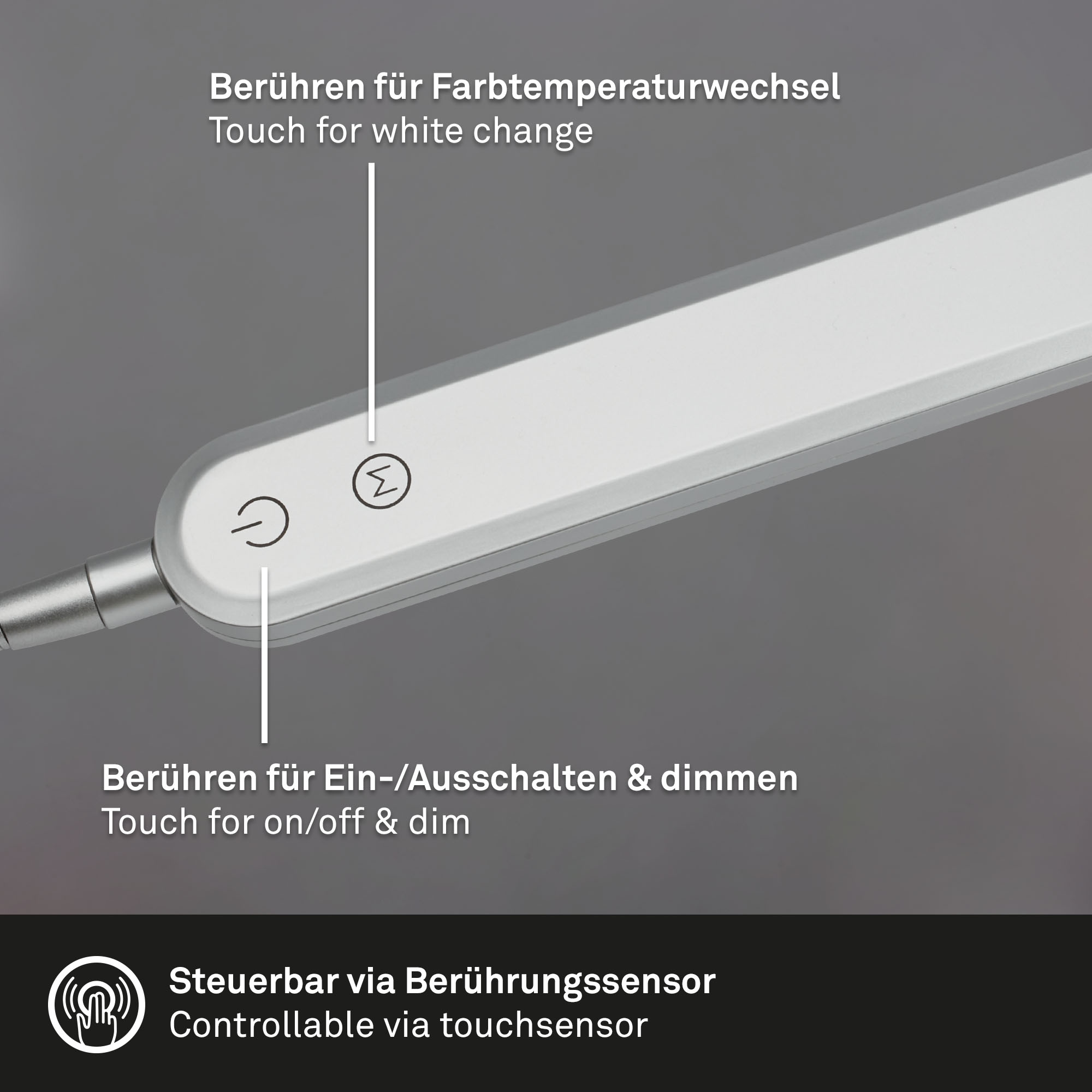 Briloner Leuchten LED Schreibtischlampe »Servo«, LED festverbaut, 8 Watt, dimmbar über Touchfunktion, 