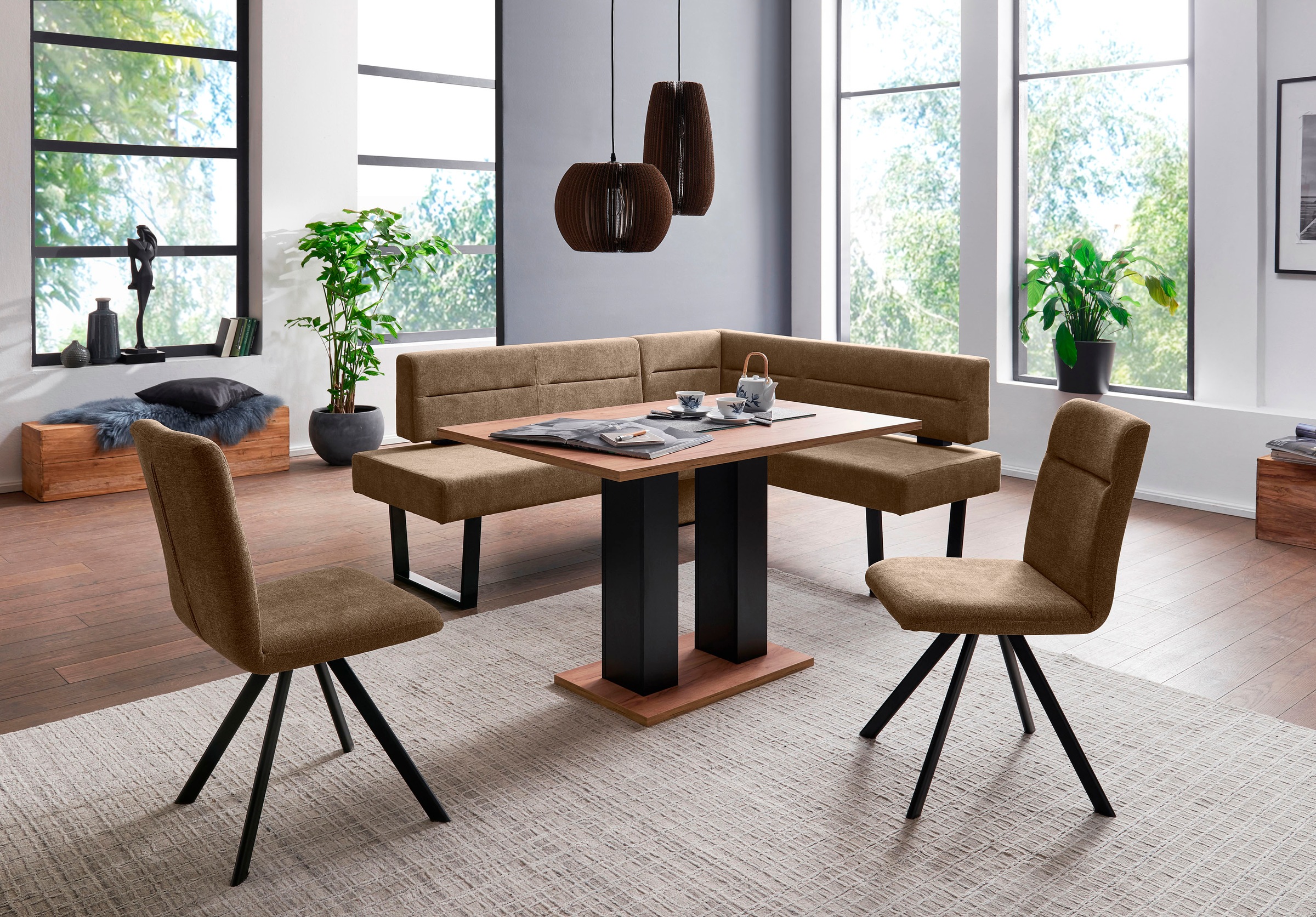 massivline&more Eckbank "Martina", modernes Design, Gestell aus massivem Me günstig online kaufen