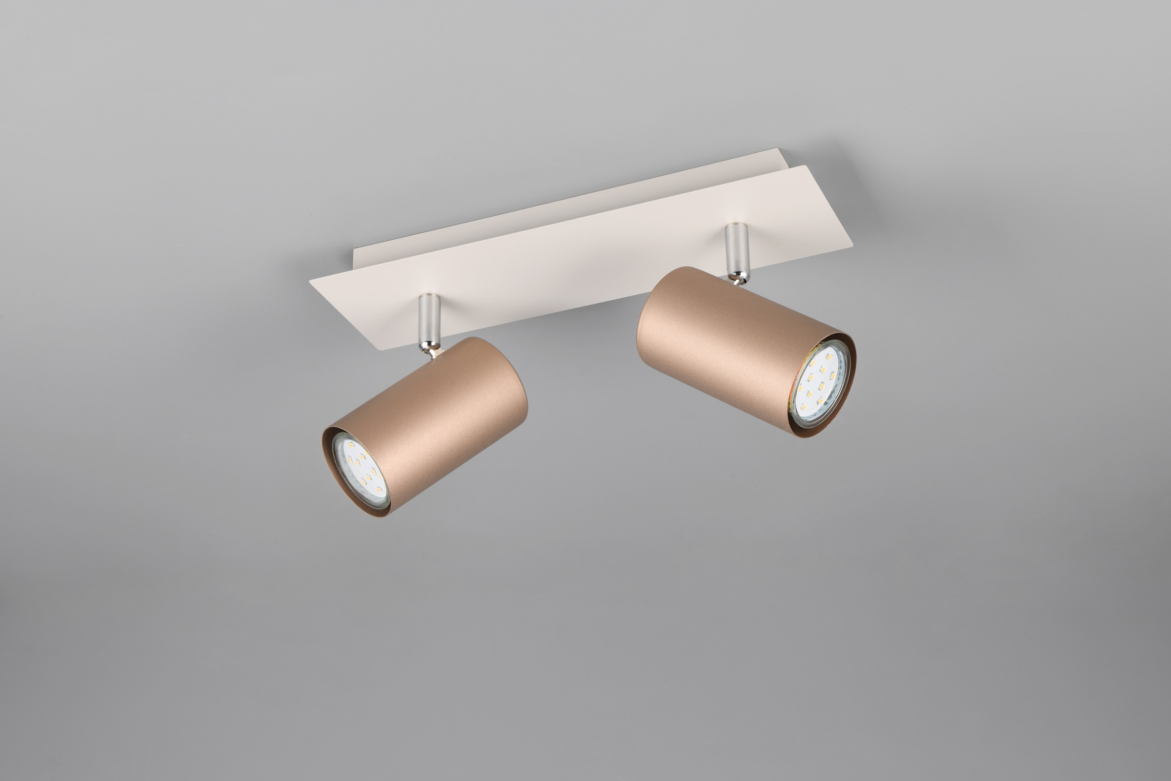 TRIO Leuchten Deckenstrahler »MARLEY, GU10 Deckenspot 1-flammig, exkl 2x GU10 max 35W, Wandspot«, 2 flammig, Leuchtmittel GU10 | Leuchtmittel wechselbar, flexibel verstellbarer GU10 Deckenspot in coffee + warm grey, 30x9 cm