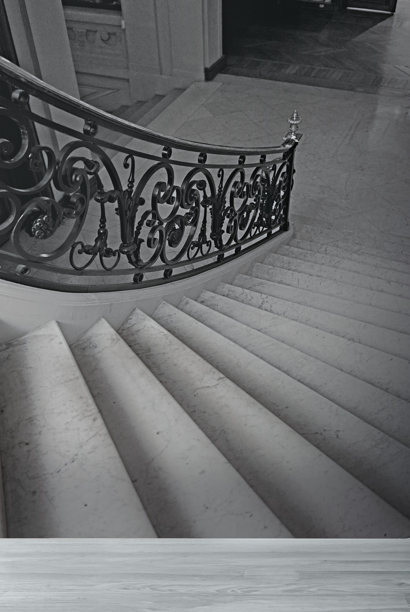 living walls Vliestapete »Fototapete Treppenhaus Schwarz Weiß - Vliestapete« matt strukturiert