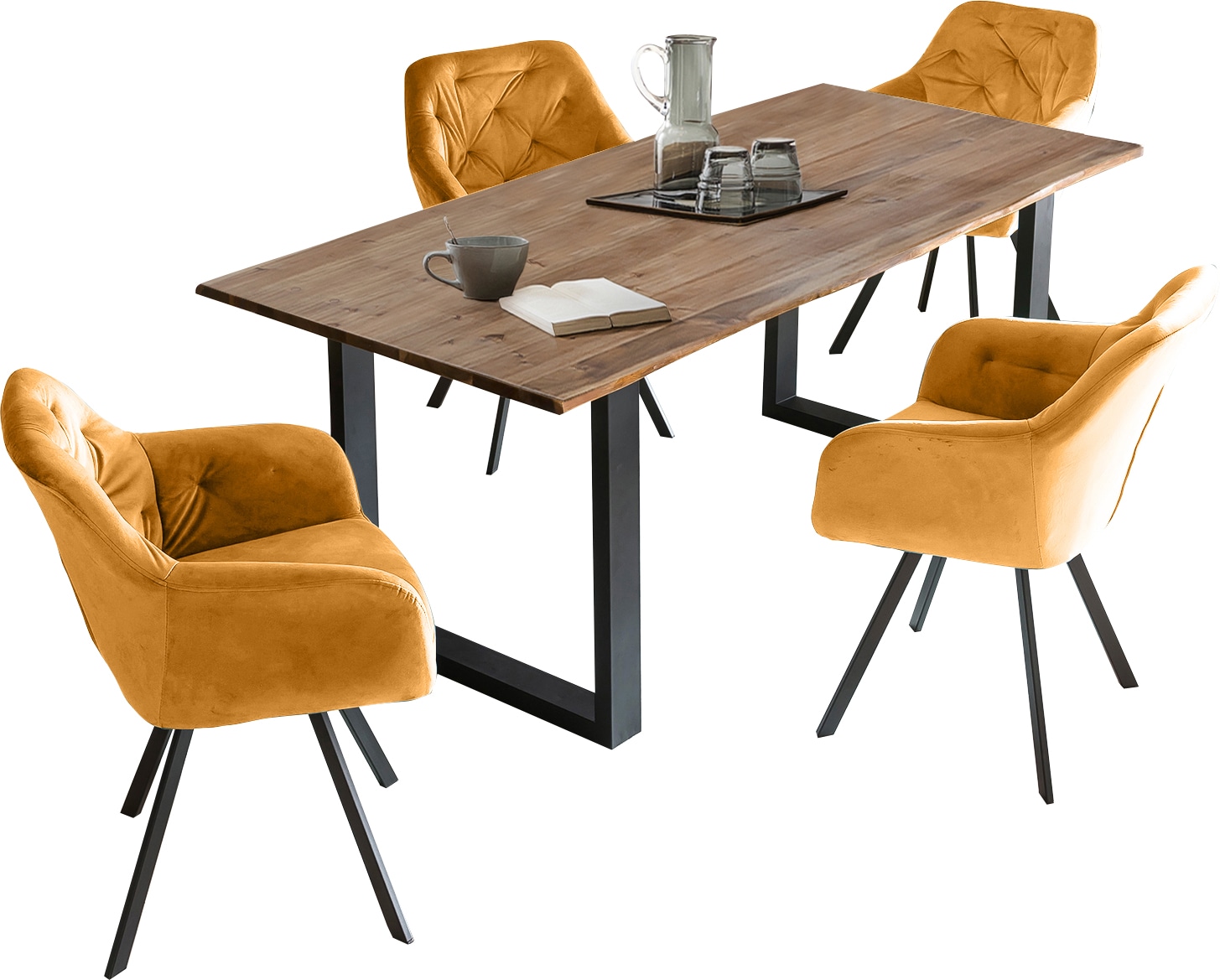 SalesFever Essgruppe, (Set, 5 tlg.), Stühle mit 360° Drehplatte unter der S günstig online kaufen