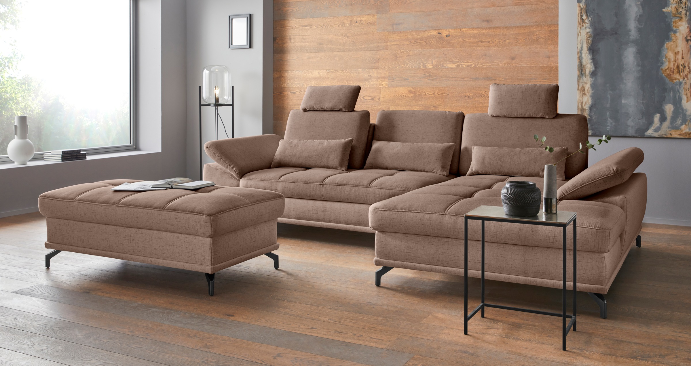 PLACES OF STYLE Ecksofa »Costello L-Form, B: 301 cm mit Sitztiefen-, Armtei günstig online kaufen
