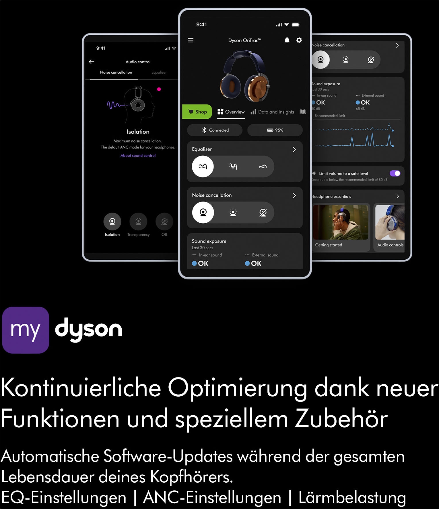 DYSON Over-Ear-Kopfhörer »OnTrac™« Bluetooth Geräuschisolierung | Transparenzmodus Integriertes Mikrofon zum telefonieren und Geräuschunterdrückung