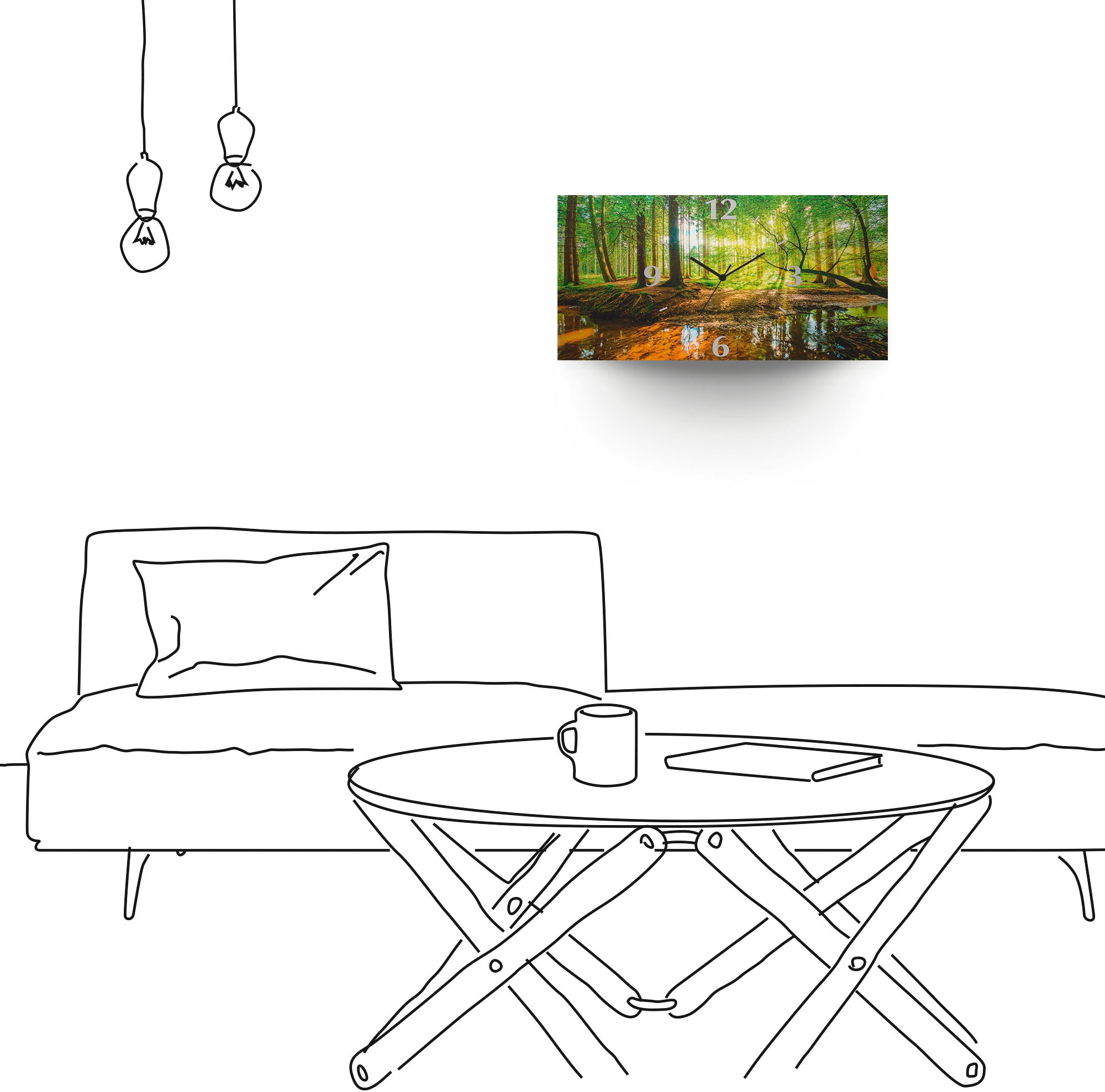 Artland Wanduhr »Wald mit Bach«, 3D Optik gebogen, mit Quarz- oder Funkuhrwerk, versch. Größen