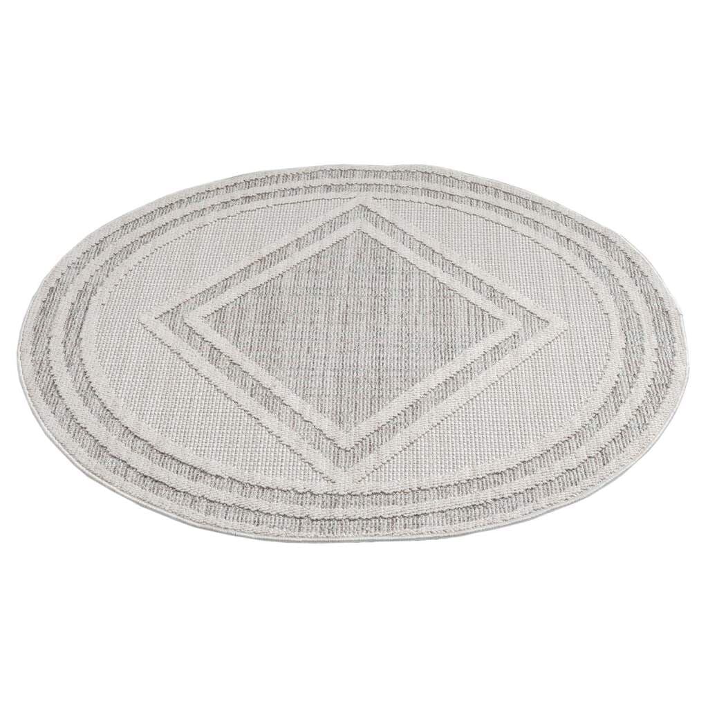 Carpet City Teppich »LINDO 8853«, rund, 11 mm Höhe, Kurzflor, Hochtief-Muster/ 3D-Effekt, Boho-Stil, Wohnzimmer