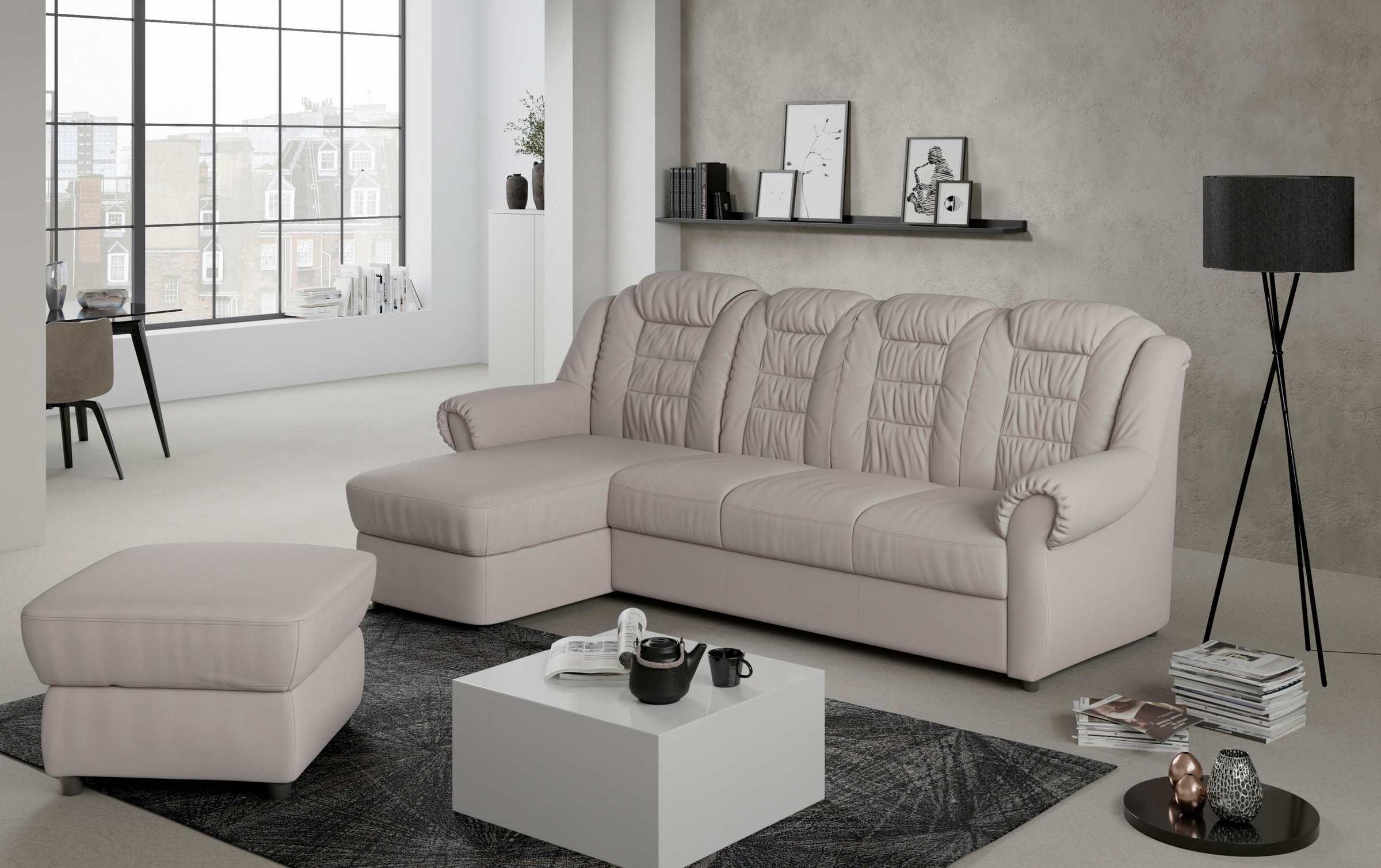 Home affaire Ecksofa »Boston L-Form«, mit hoher Rückenlehne, wahlweise mit Bettfunktion