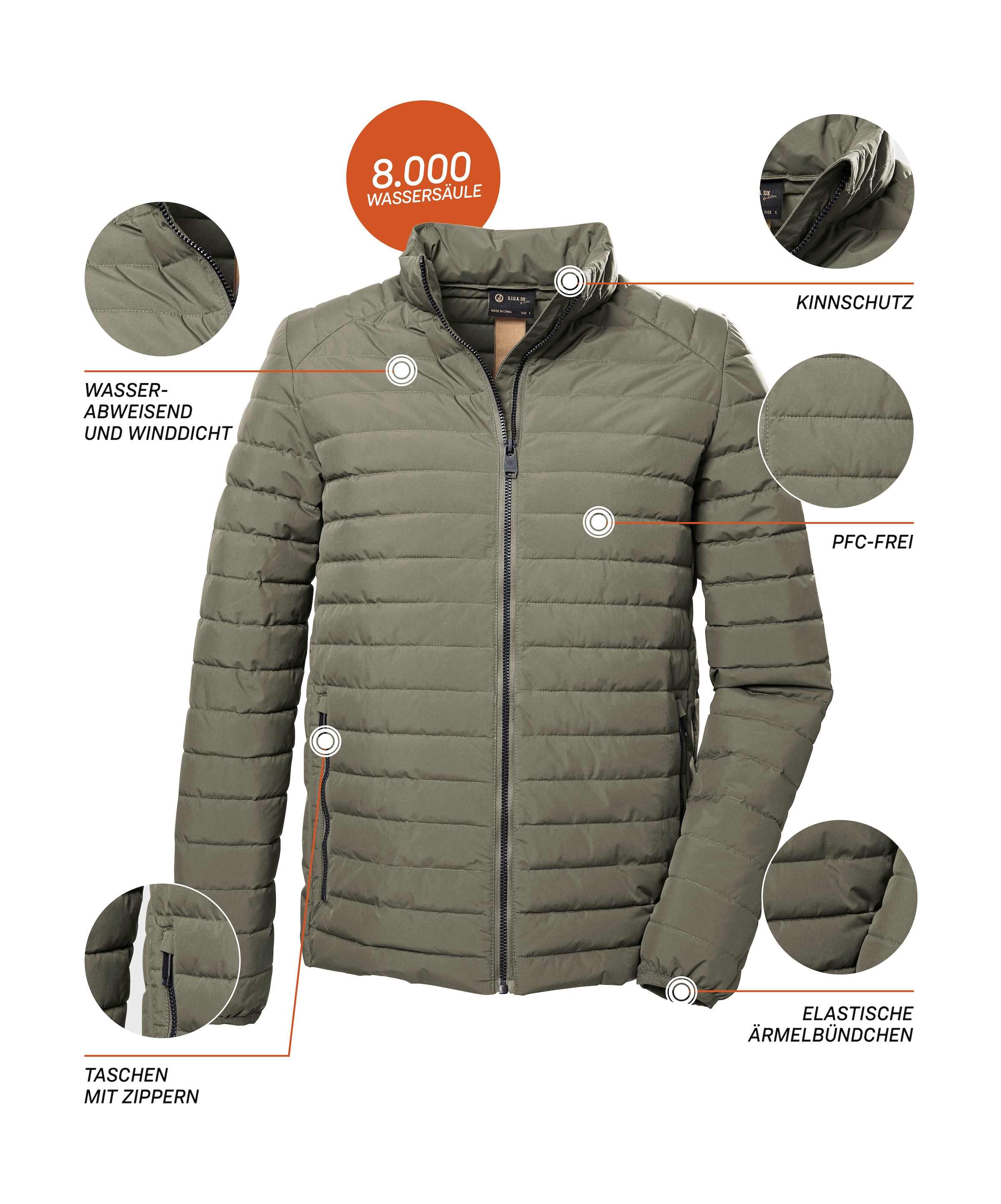 G.I.G.A. DX by killtec Steppjacke »GS 6 MN QLTD JCKT«, Wasserabweisende, winddichte Steppjacke mit 8.000 mm Wassersäule