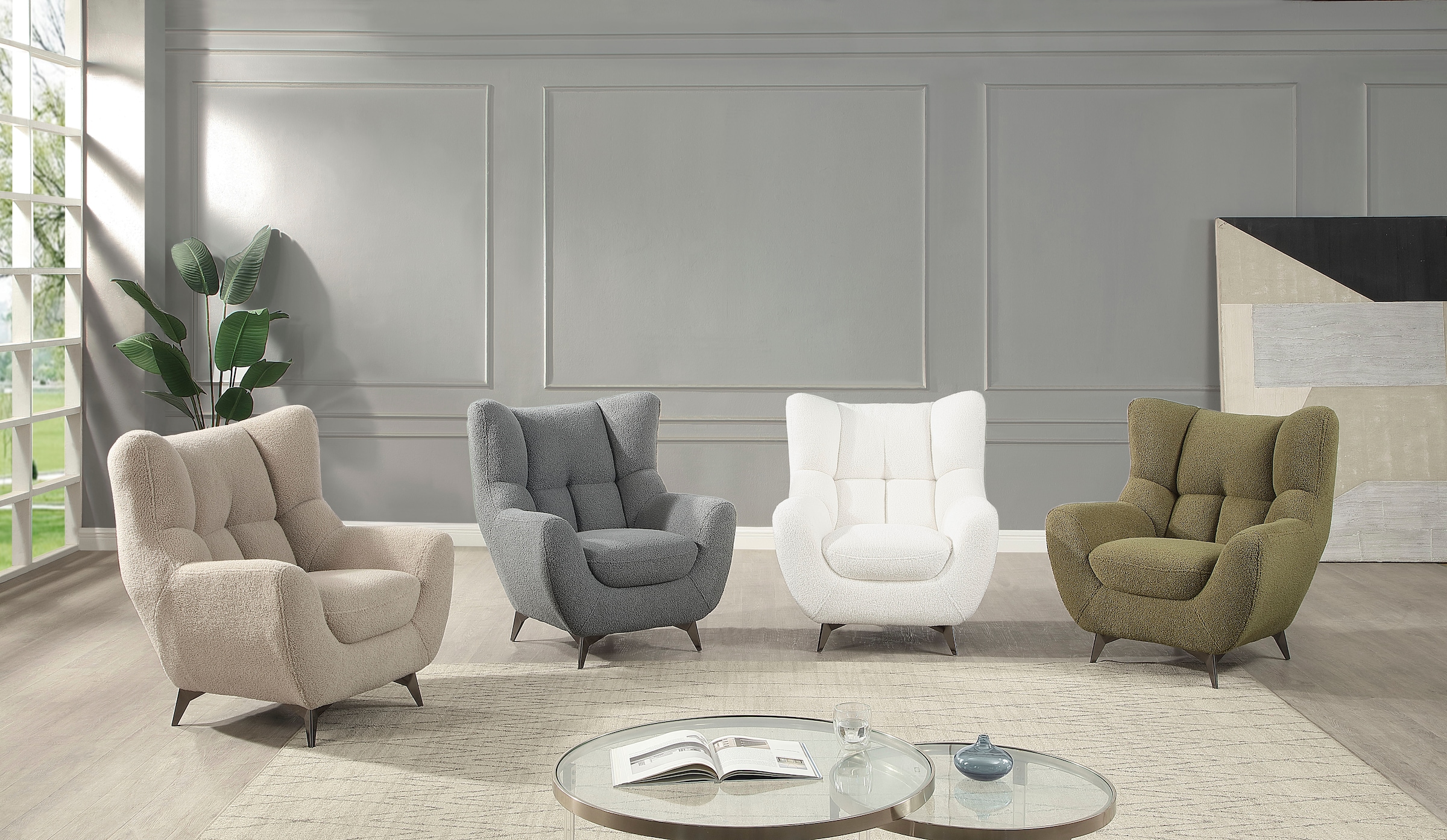 ATLANTIC home collection Sessel »Shawn«, mit Federkern, trendy Bezug mit Te günstig online kaufen