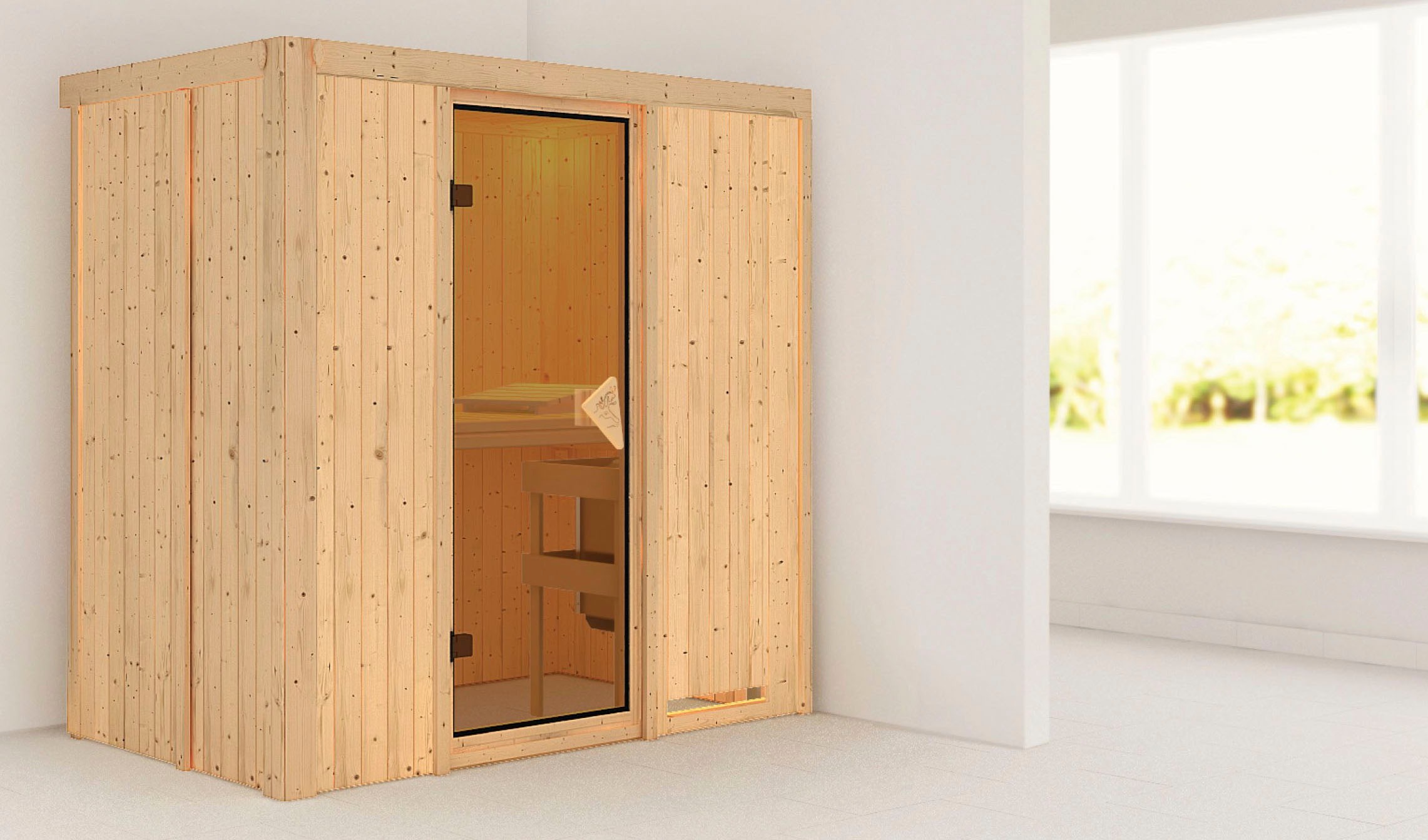 Karibu Sauna »Vada«, 9 KW-Ofen mit integrierter Steuerung