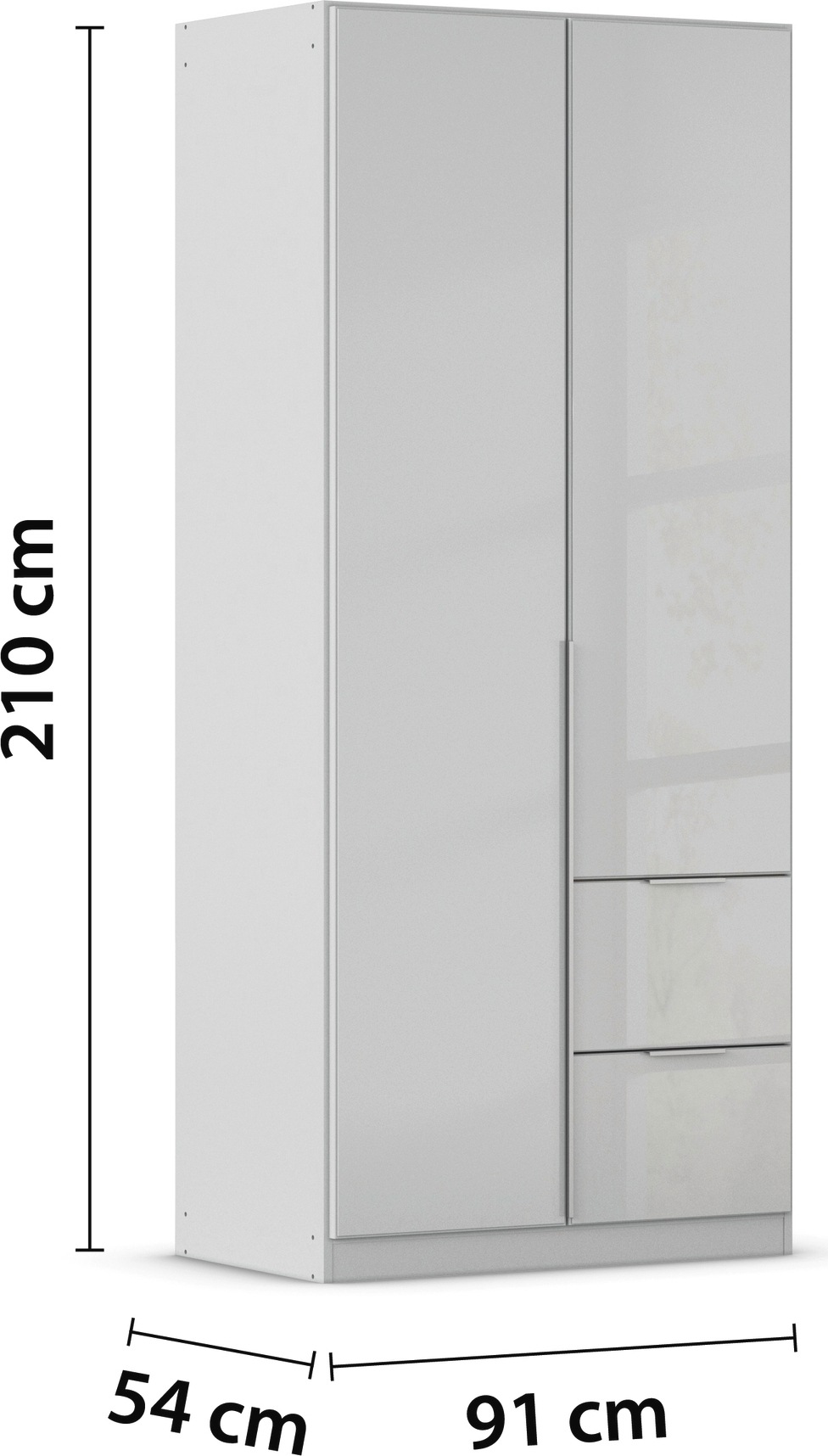 rauch Drehtürenschrank »Kleiderschrank Kleiderschränke Schrank Garderobe AGORDO mit Glasfront«, (in zwei Griff-Farben, Breiten 91-360 cm), mit Außenschubkästen, in 7 Breiten und 2 Höhen MADE IN GERMANY