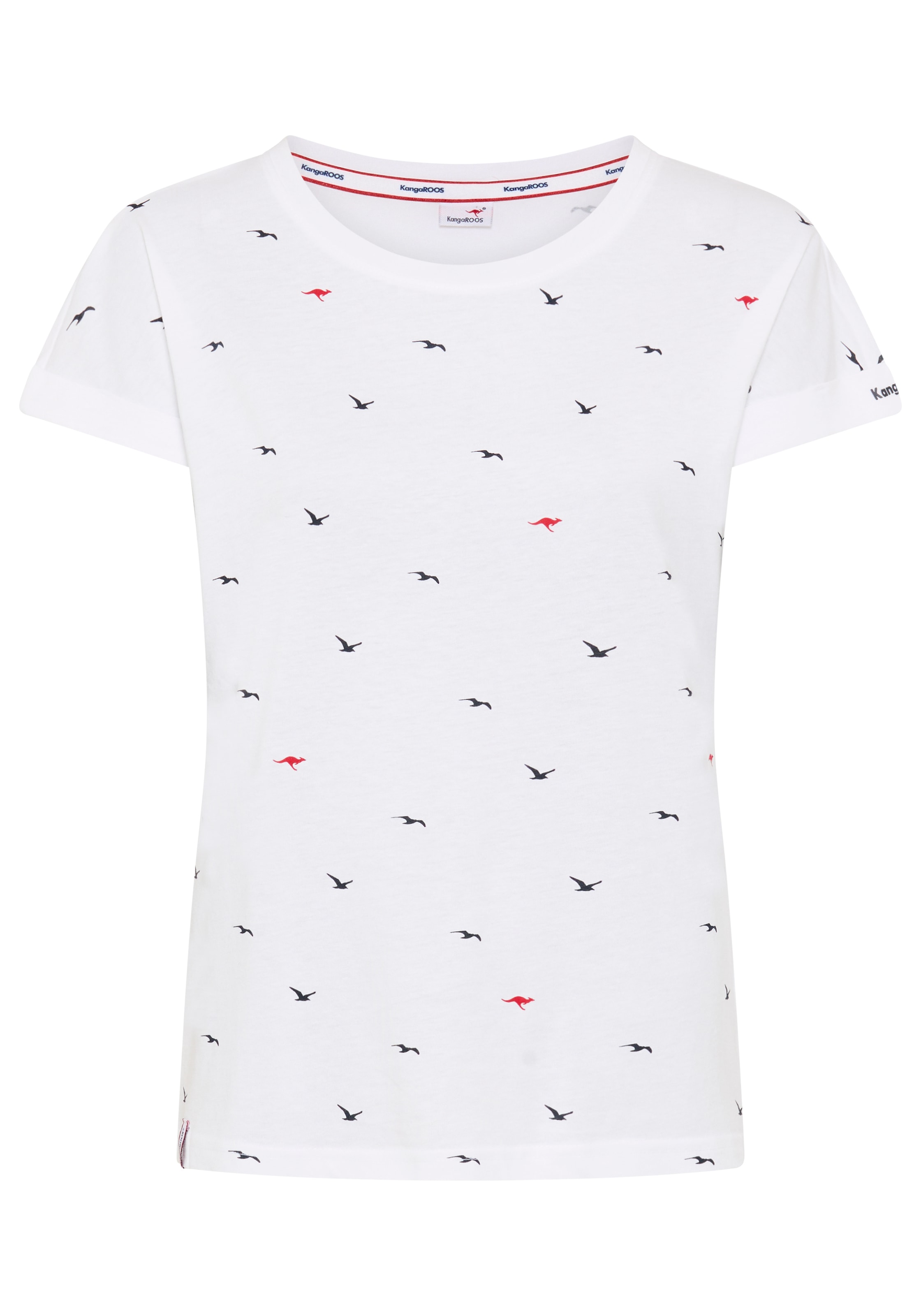 KangaROOS Print-Shirt kurzärmelig,  figurumspielend,  mit Print,  mit Rundhalsausschnitt