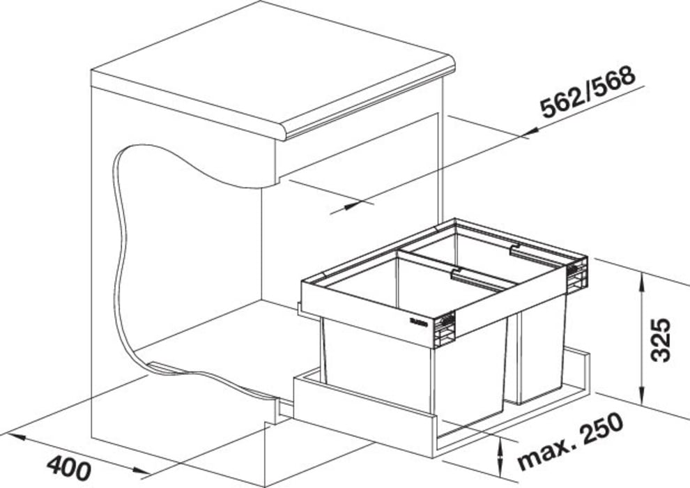 Blanco Einbaumülleimer »FLEXON II Low 60/2« 2 Behälter Abwaschbare und entnehmbare Eimer
