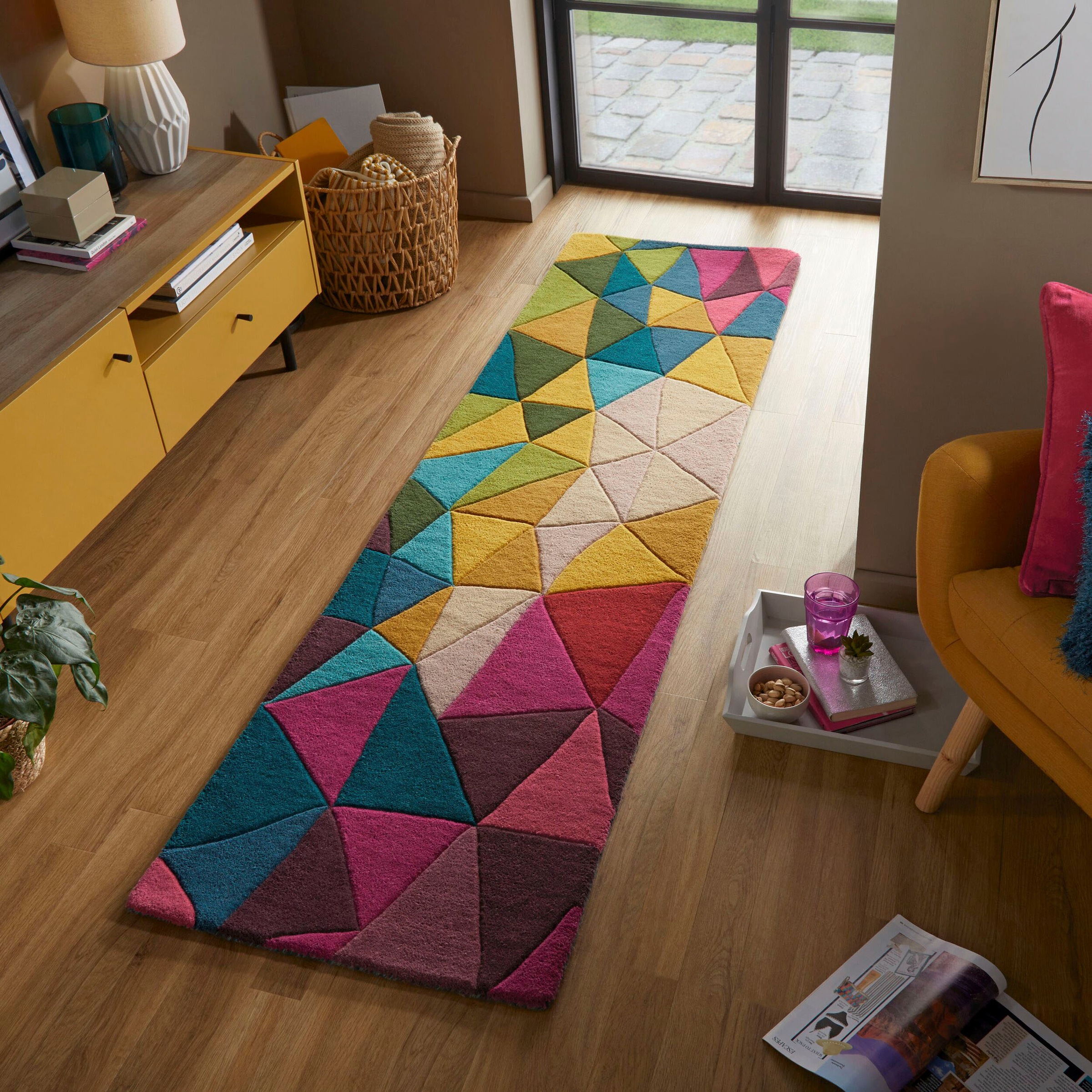 FLAIR RUGS Läufer »Falmouth«, rechteckig, 10 mm Höhe, 100% Wolle, aus Naturfaser, bunt, modern, Teppichläufer
