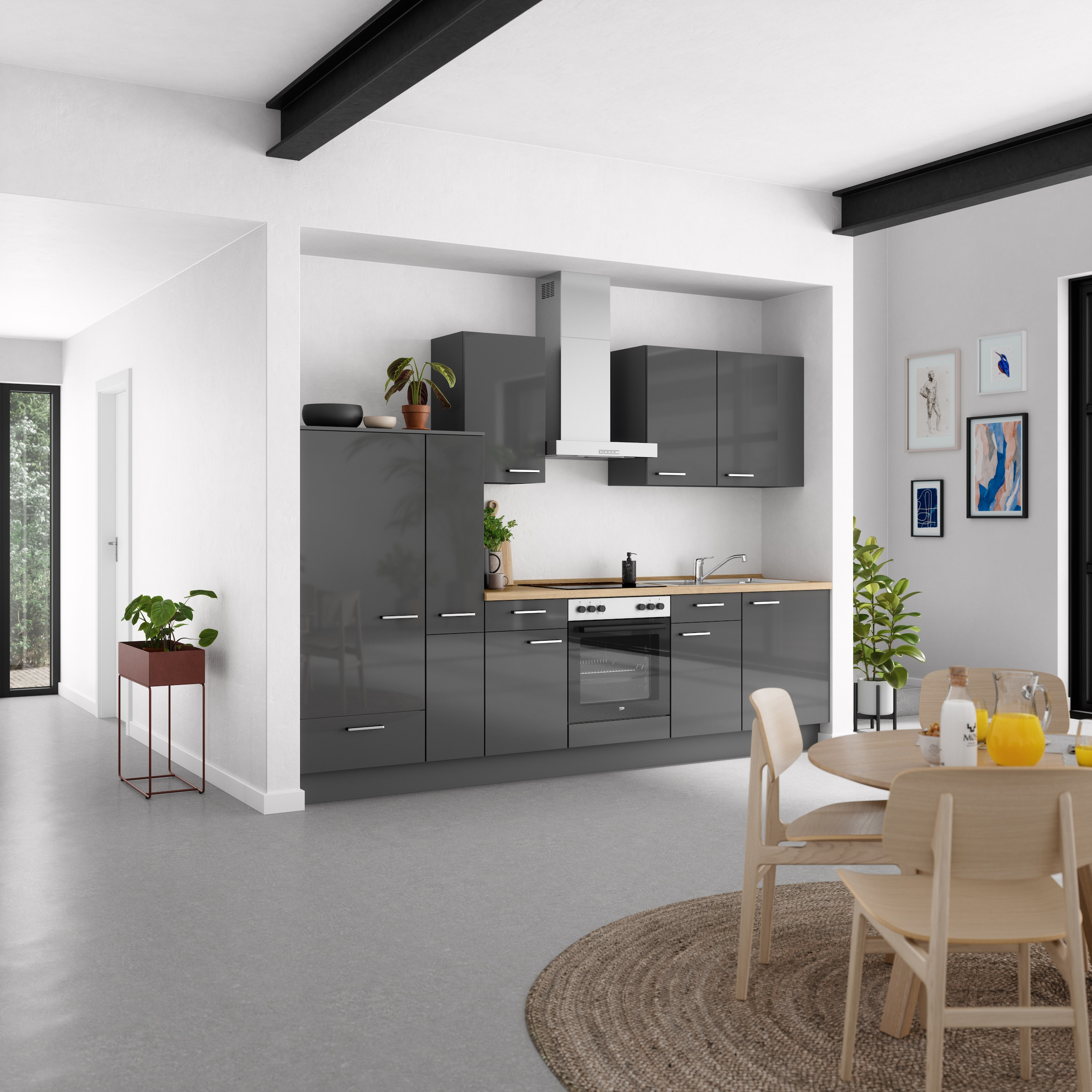 nobilia® Küchenzeile »"Flash I"« vormontiert, Ausrichtung wählbar, Breite 300 cm, wahlw. mit E-Geräten