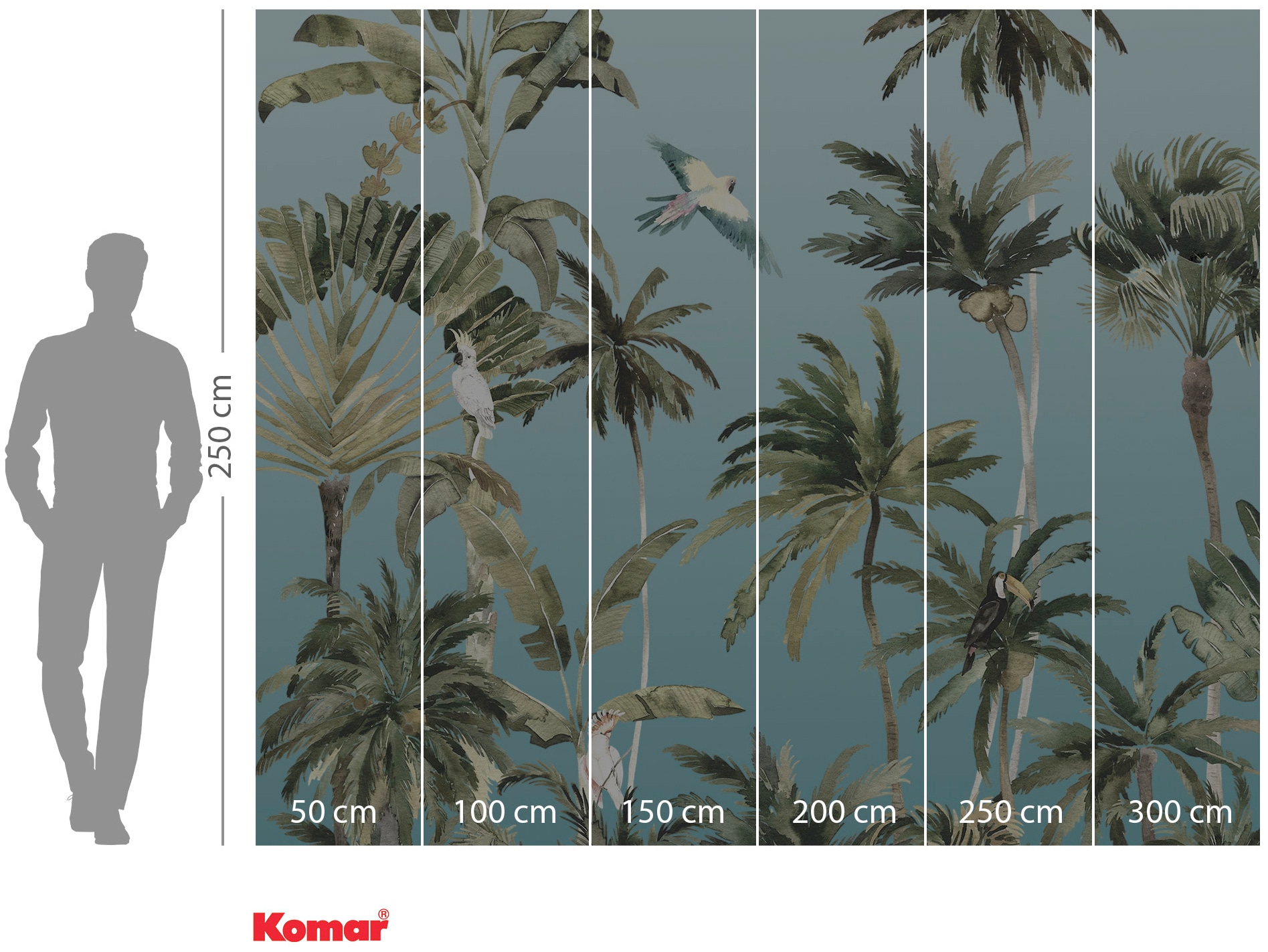 Komar Vliestapete »Digitaldruck Vlies - Forêt de Palmiers - Größe 300 x 250 cm«, bedruckt, Wohnzimmer, Schlafzimmer