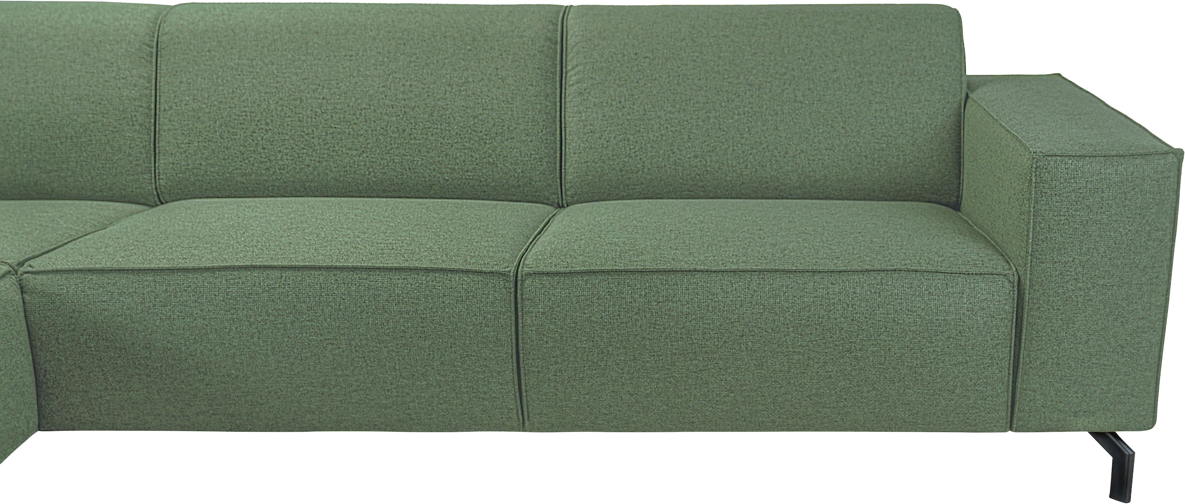 Places of Style Ecksofa »Lorcan, Breite 275 cm, weiches Sitzgefühl«, mit schwarzen Metallfüßen, Lederoptik und in weichem Strukturstoff