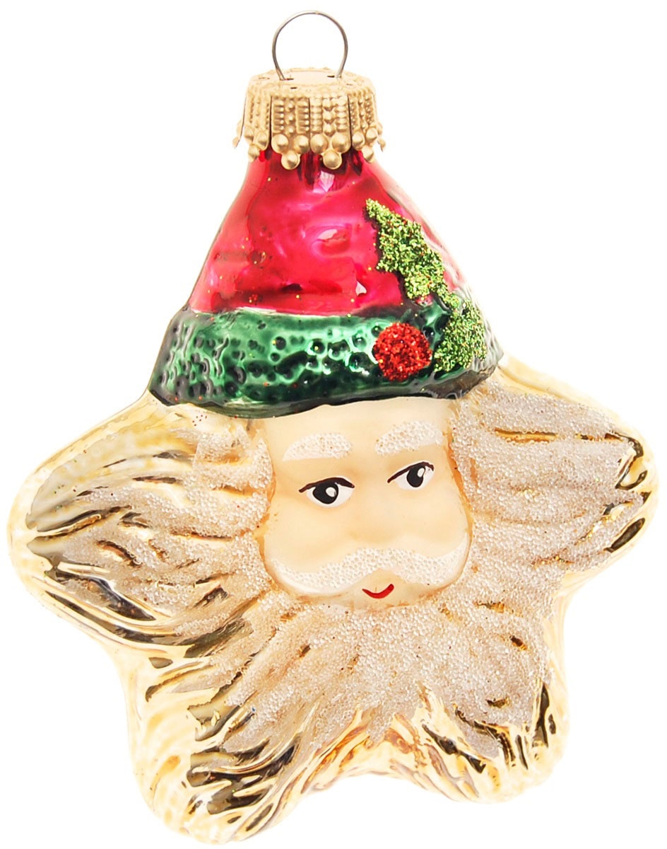 Krebs Glas Lauscha Christbaumschmuck »Xmas Night "Weihnachtsmanngesichter"«, (Set, 4 tlg.), Weihnachtsdeko, Christbaumkugeln aus Glas, Weihnachtsbaumkugel