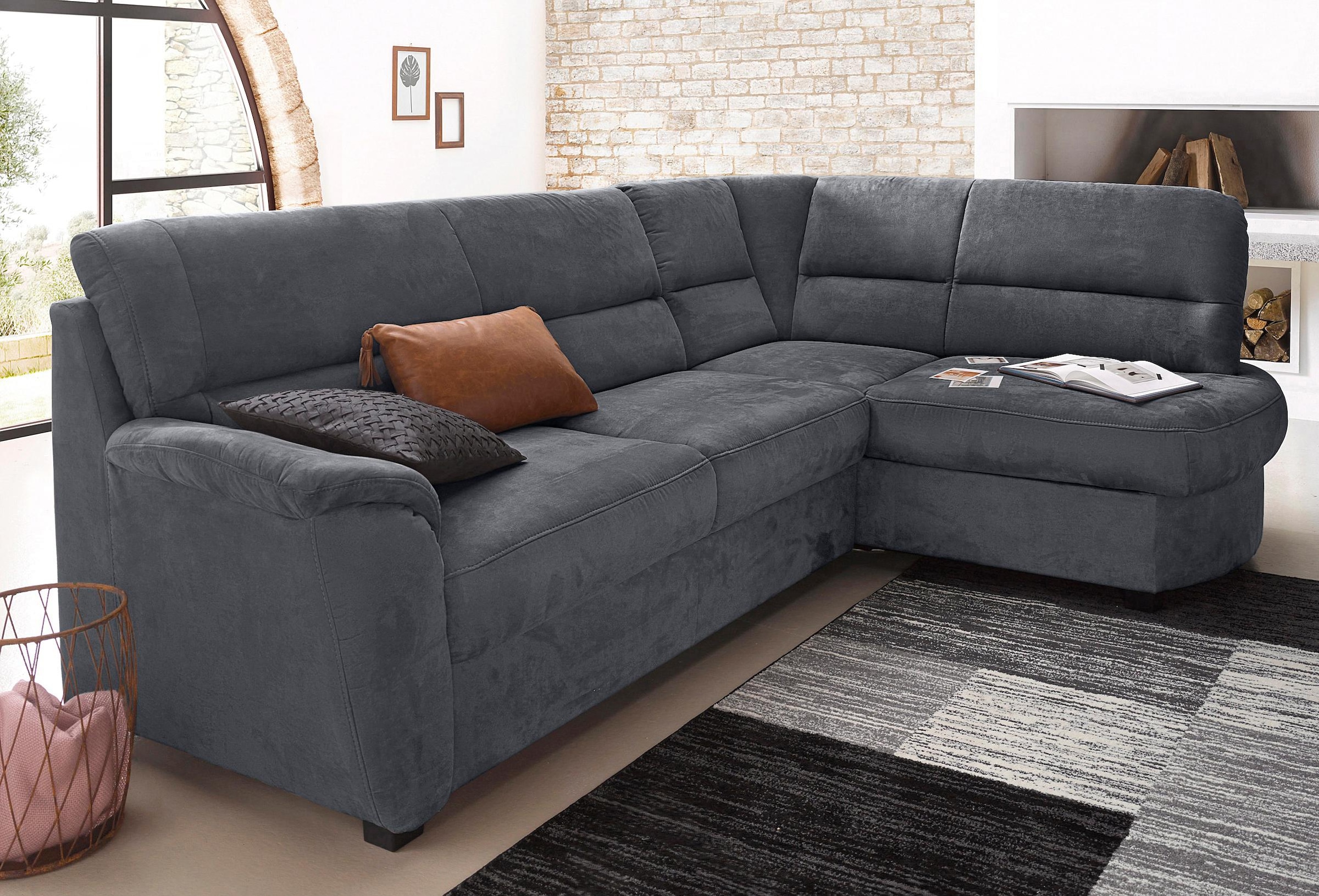 sit&more Ecksofa »Pandora L-Form« wahlweise mit Bettfunktion und Bettkasten