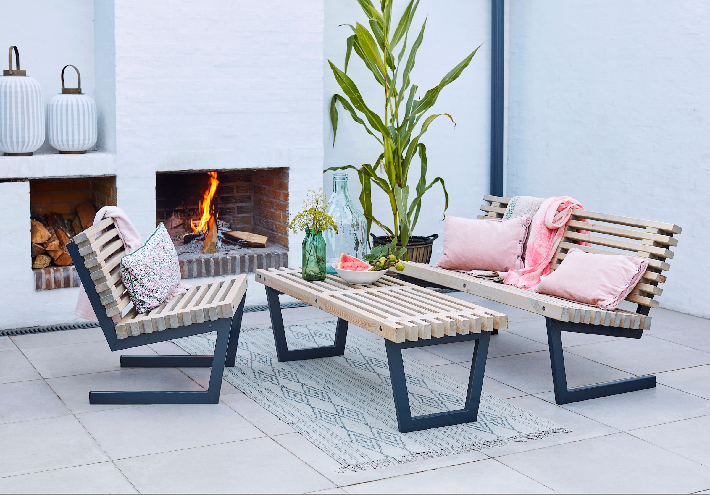 PLUS Gartenlounge-Set »»Siesta« Loungeset 1«, (3 tlg.), bestehend aus: Sofa, Stuhl und Bank/Tisch