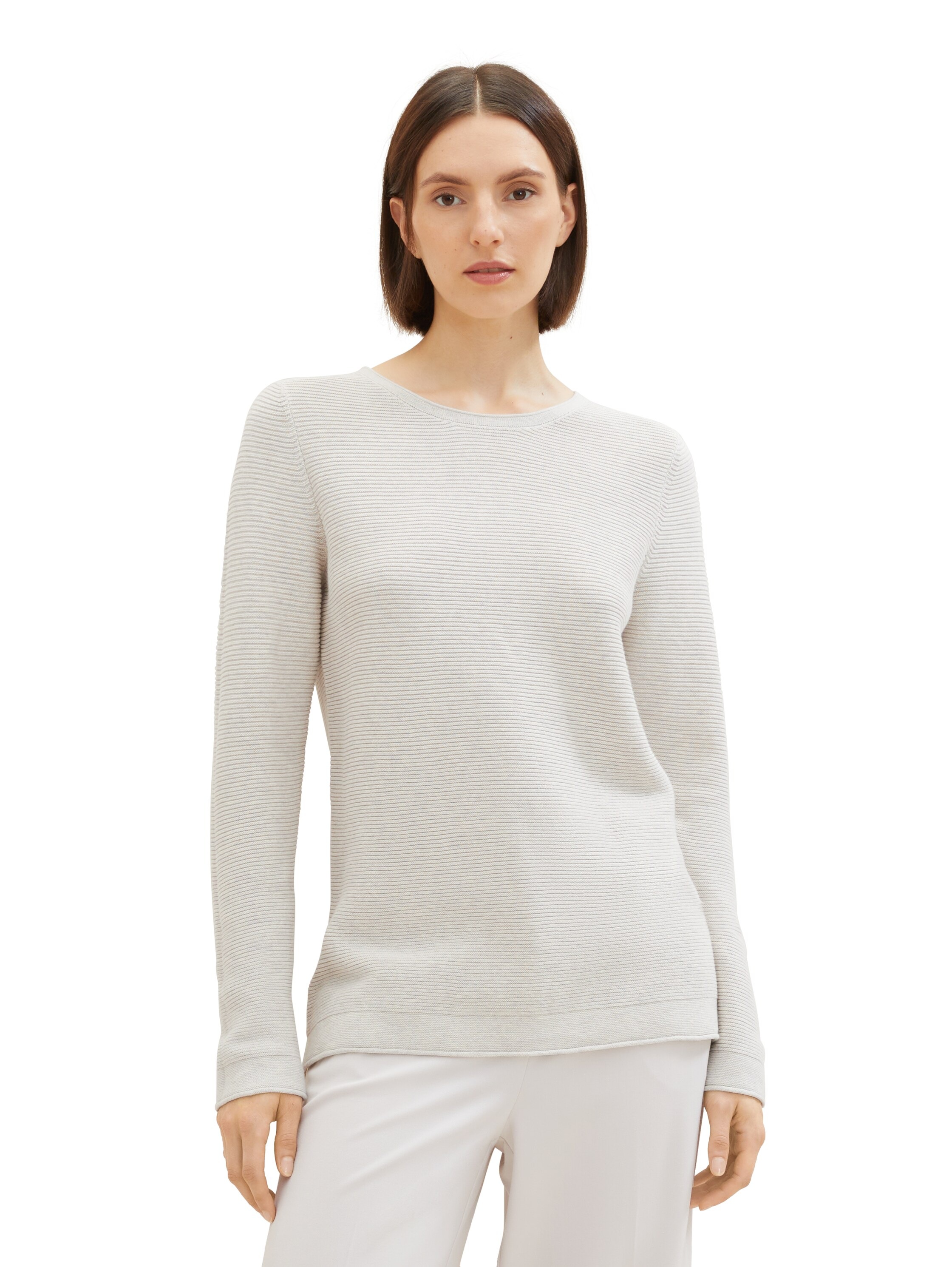 TOM TAILOR Strickpullover mit Struktur-Muster dusty alabaster melange M (38) M (38) Modischer Rundhalspullover von Tom Tailor