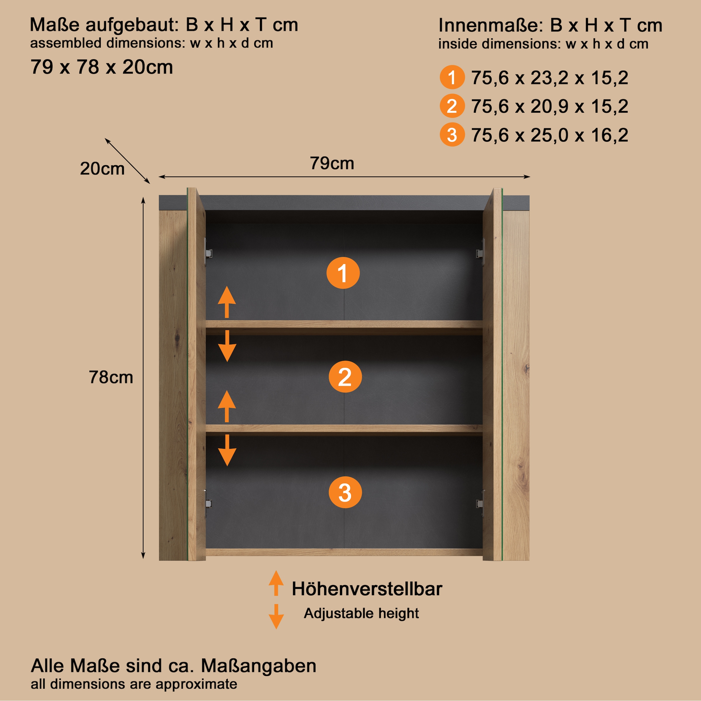 welltime Spiegelschrank »Ambres« Badspiegel in matter Echtholzoptik - Maße (B/T/H) 79/20/78 cm