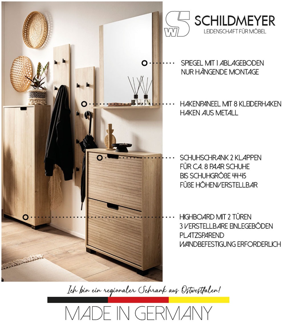 Schildmeyer Garderobenpaneel »Emmik, Breite 24,5 cm, mit 8 Kleiderhaken«, Made in Germany