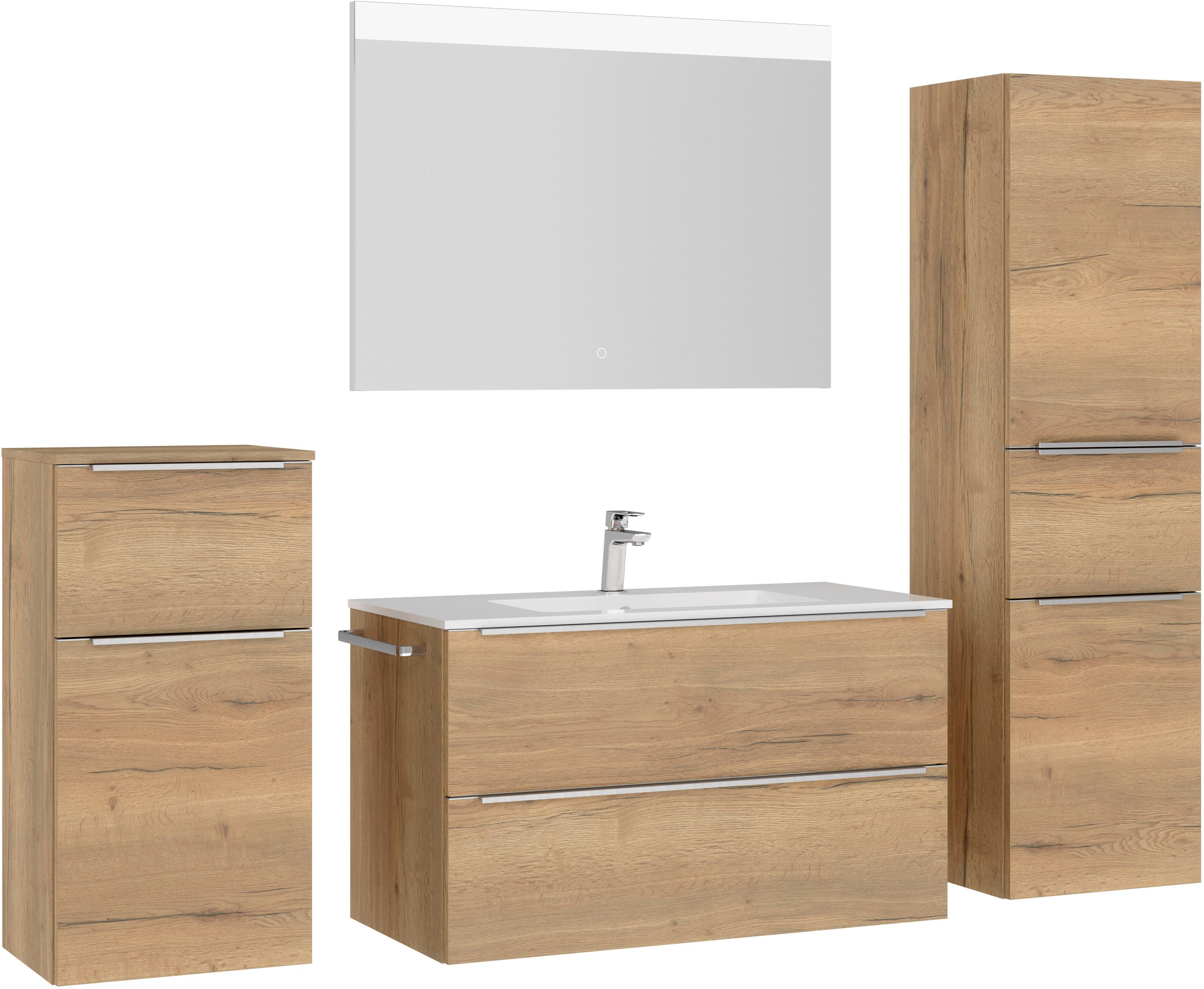 nobilia® Badmöbel-Set »Levere« vormontiert, mit Soft-Close, 4 Stk. tlg. günstig online kaufen