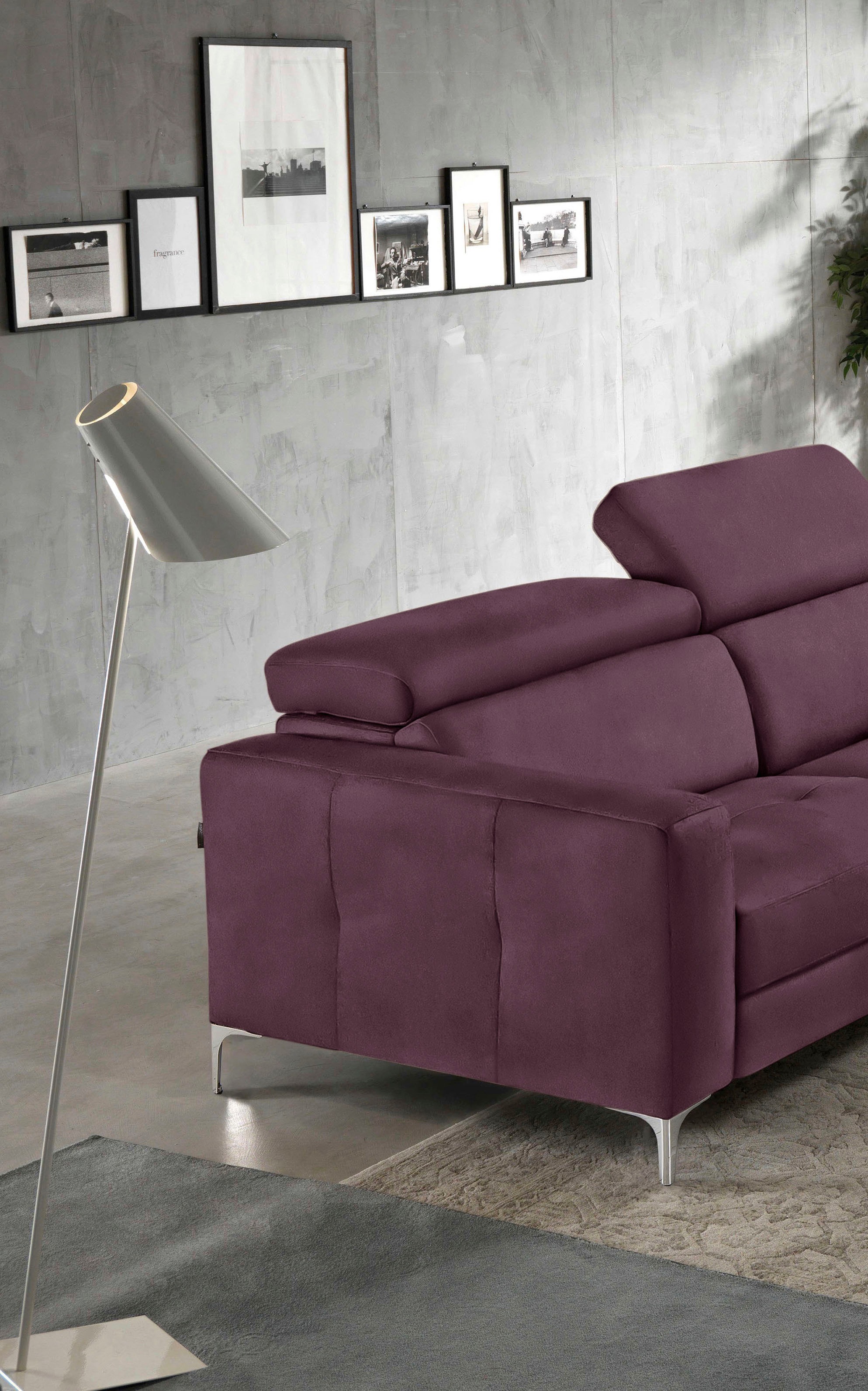 Egoitaliano Ecksofa »Matt, hoher Sitzkomfort und aufwendige Detailverarbeitung, L-Form«, mit Ottomane, inkl. verstellbarer Kopfteile zum Relaxen