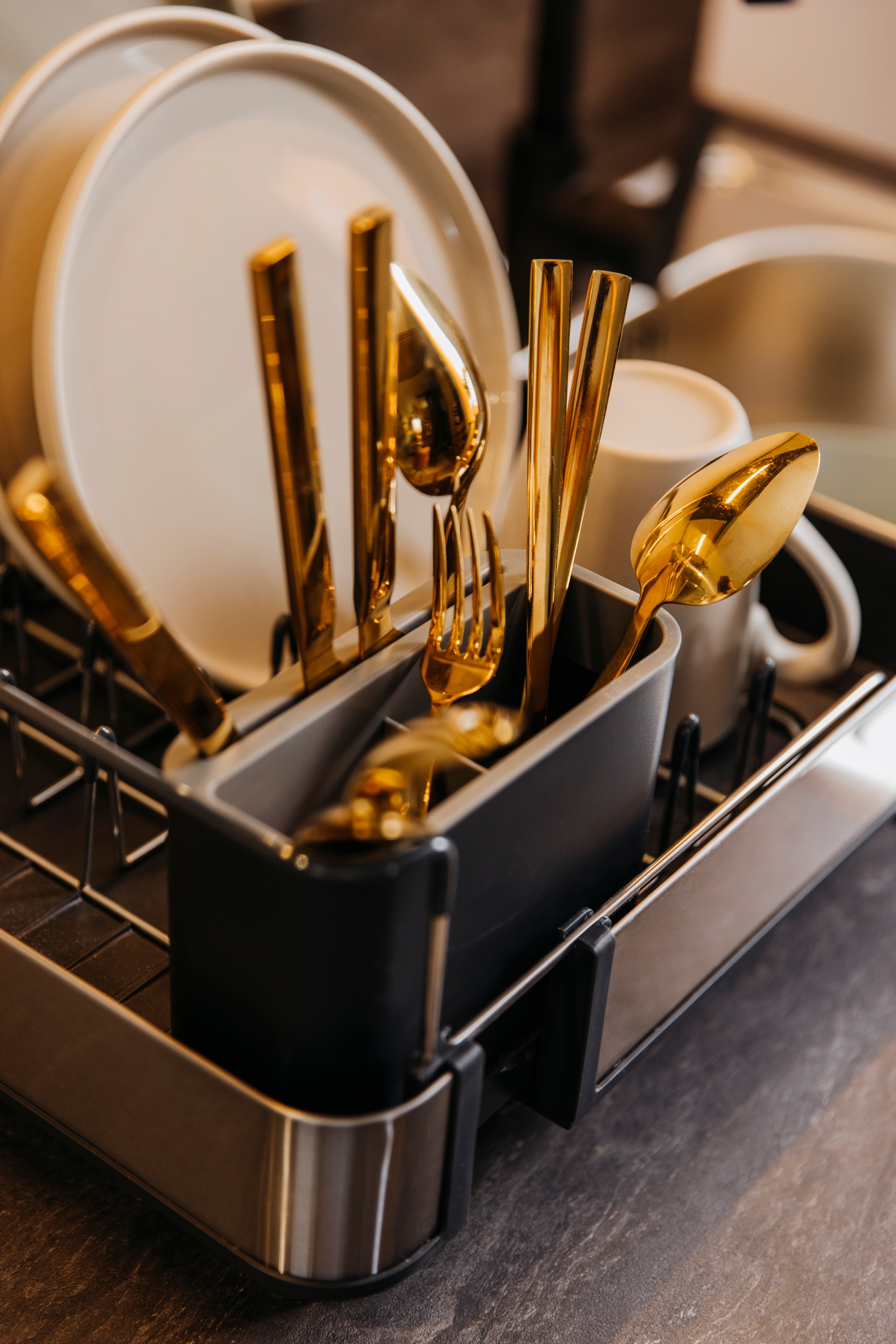 Joseph Joseph Geschirrständer »Extend Steel« ausziehbar, mit Ablaufstutzen, Kunststoff