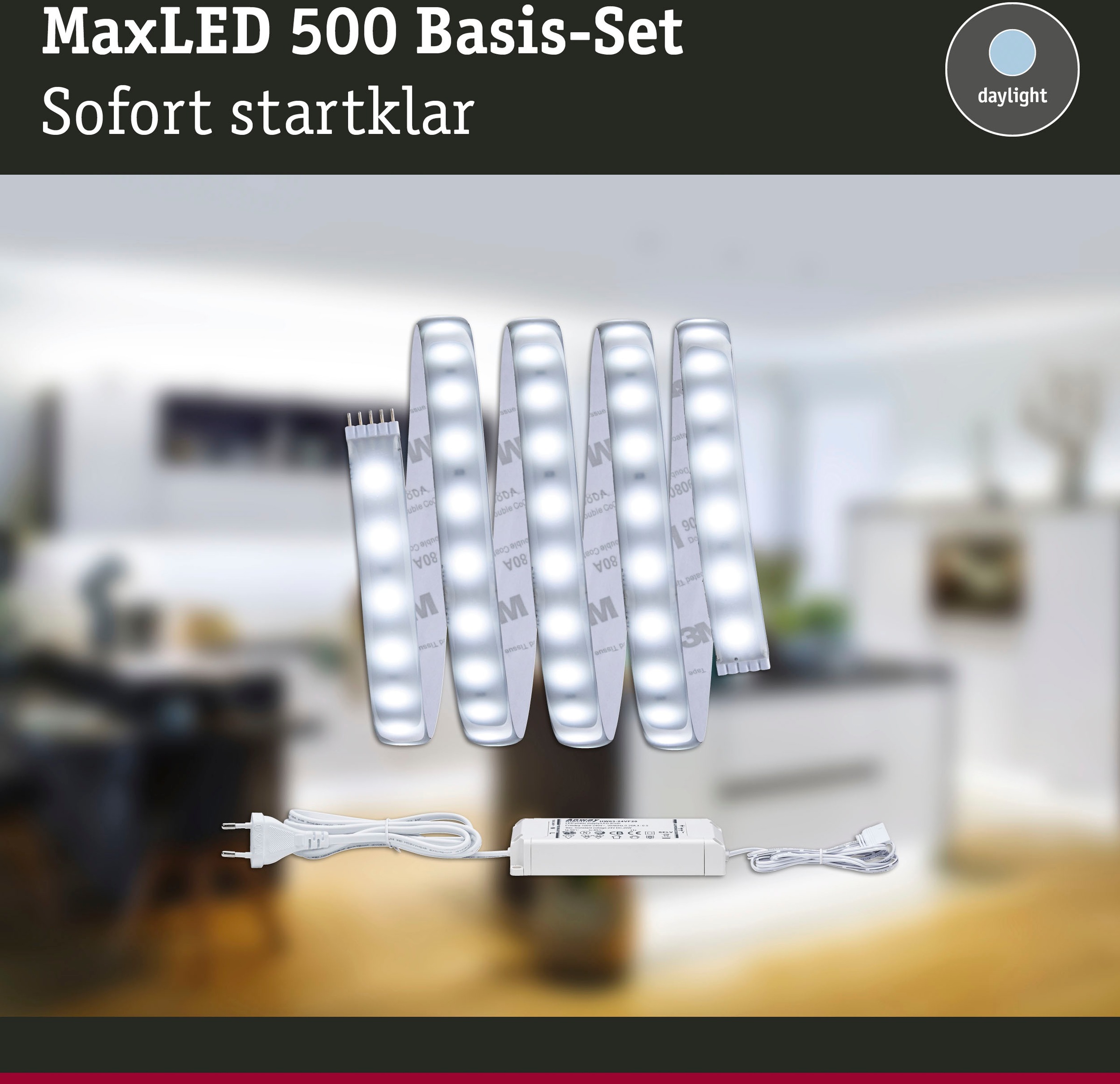 Paulmann LED-Streifen »MaxLED 500 Basisset 1,5m Tageslichtweiß IP44 8,5W 825lm beschichtet«, 1 St.-flammig
