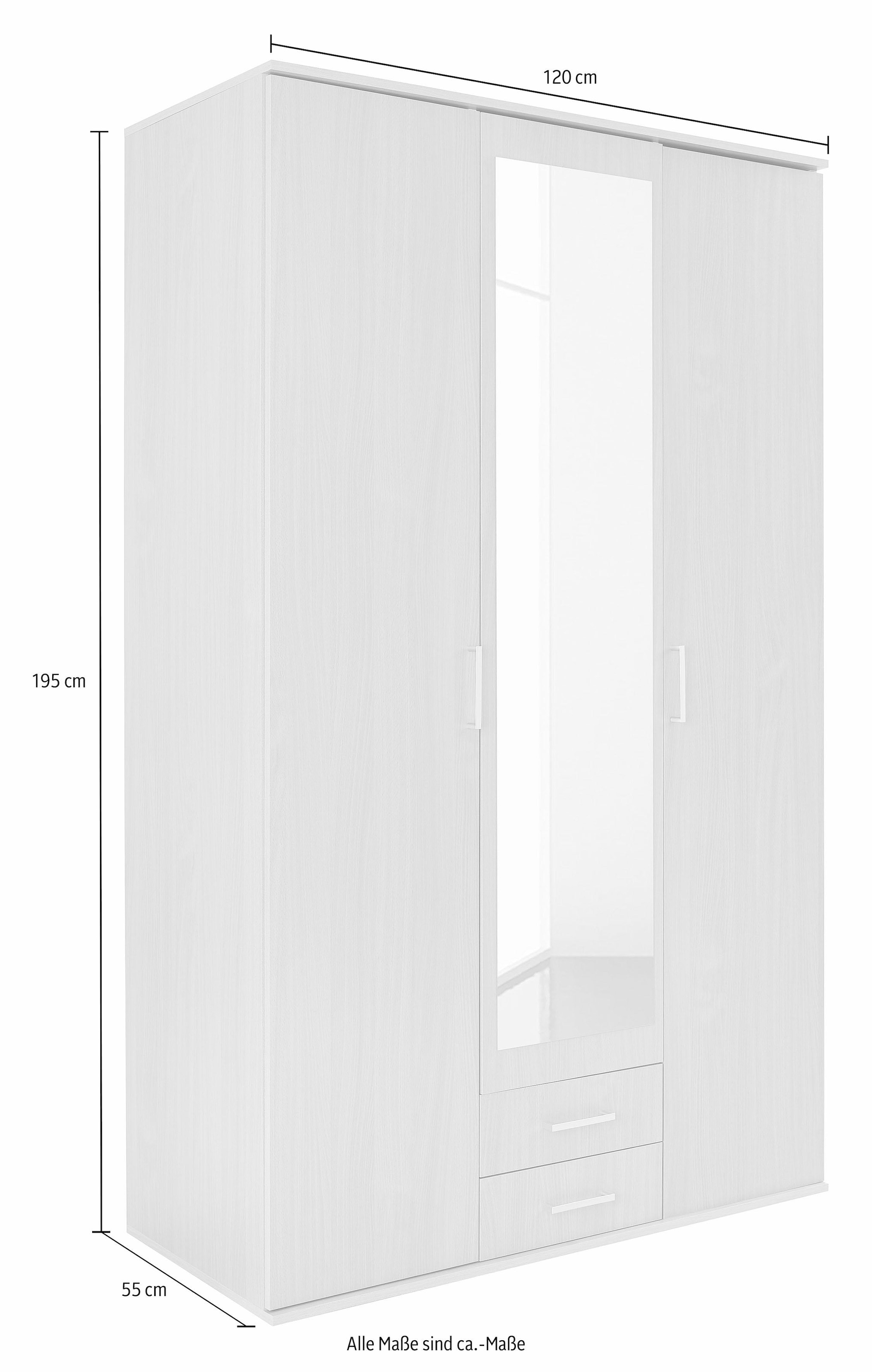 Schlafkontor Kleiderschrank »Karl Drehtürenschrank Schlafzimmerschrank mit Spiegel Garderobe«, in 2 Breiten, mit zusätzlichen Einlegeböden TOPSELLER
