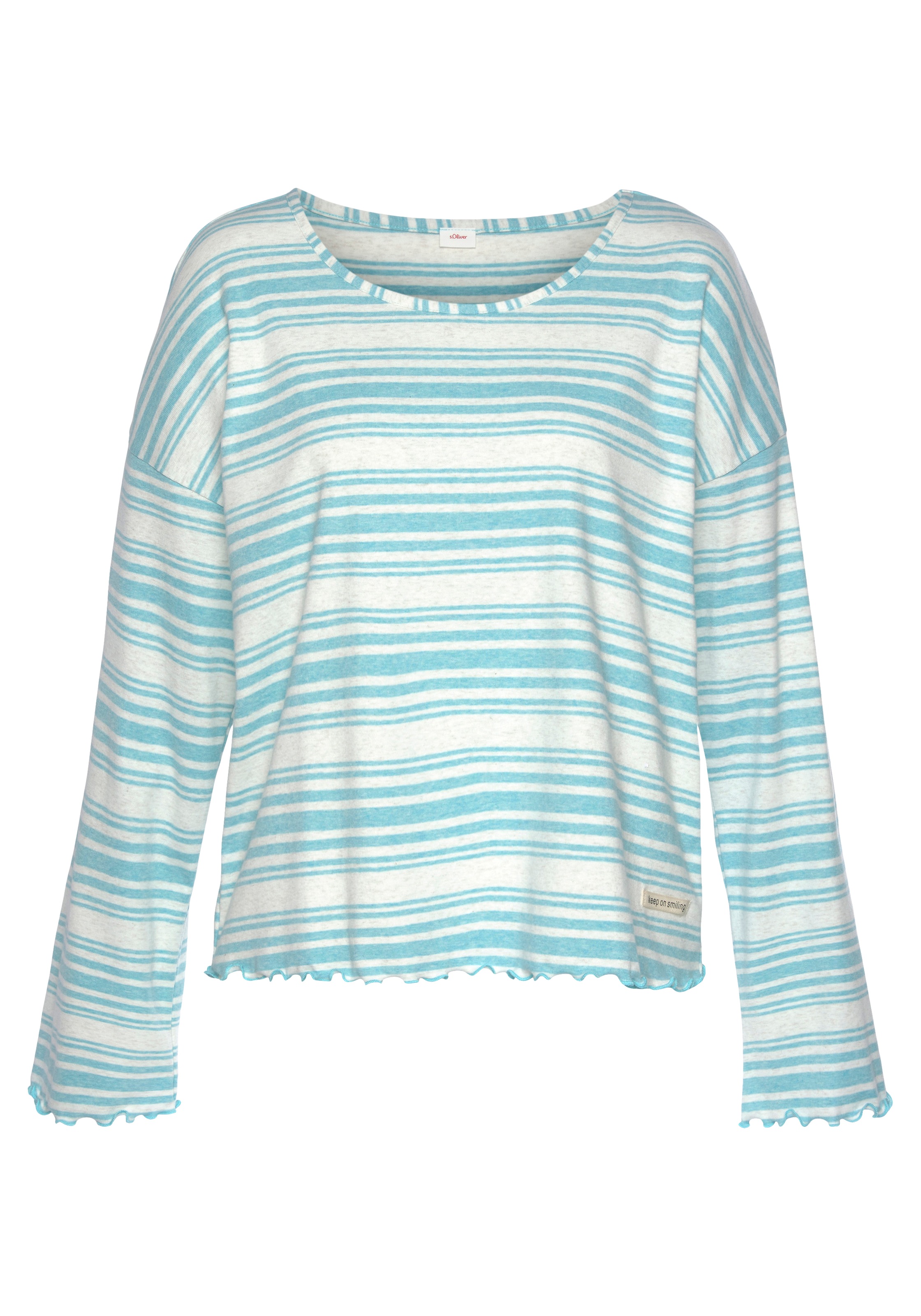 s.Oliver Pyjamaoberteil, mit Babylock-Details