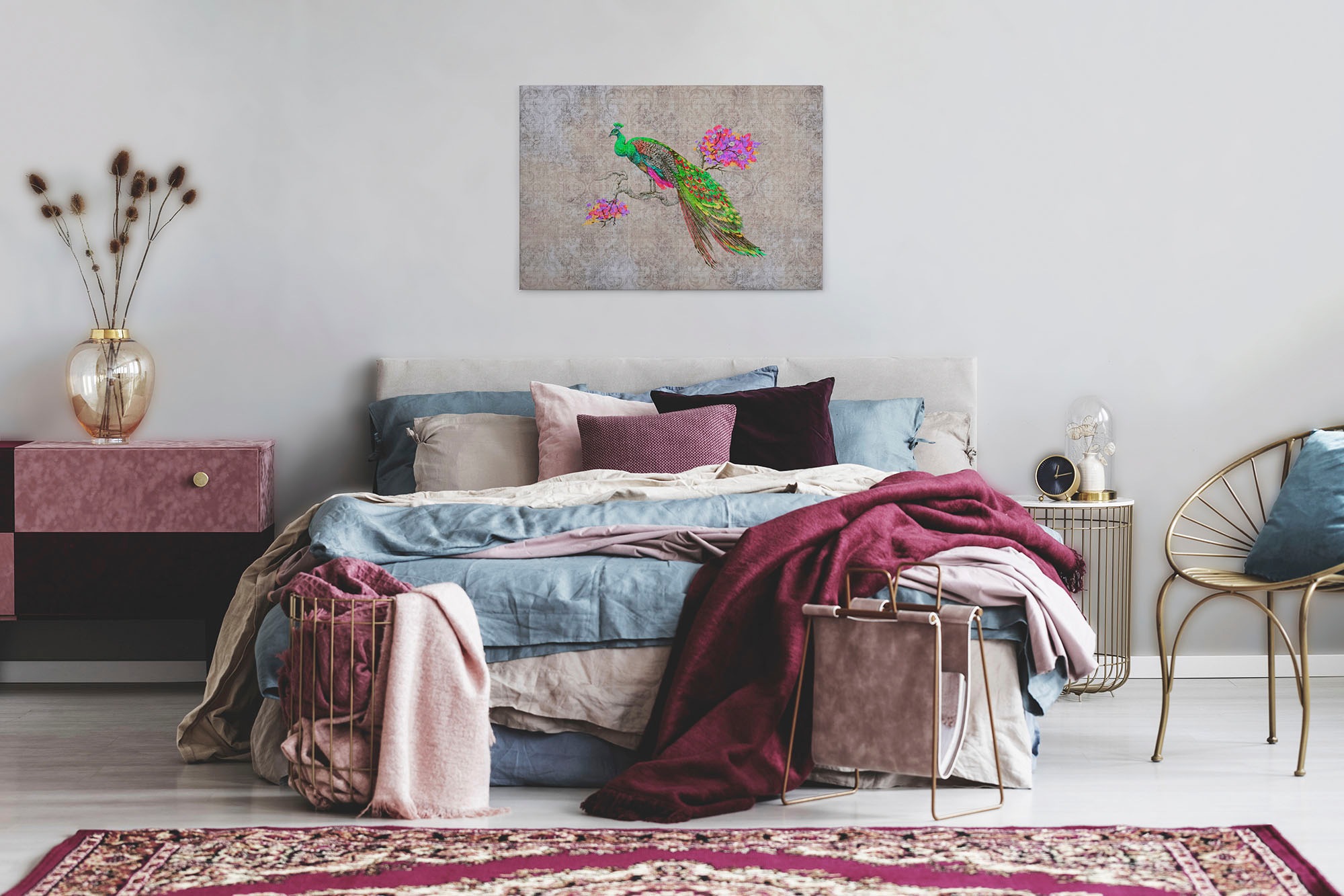 A.S. Création Leinwandbild »peacock«, Kunst-Tiere-Kinder, (1 St.), Keilrahmen Bild Bunt Pfau Leinwand-Bild Wohnzimmer modern Wandbild
