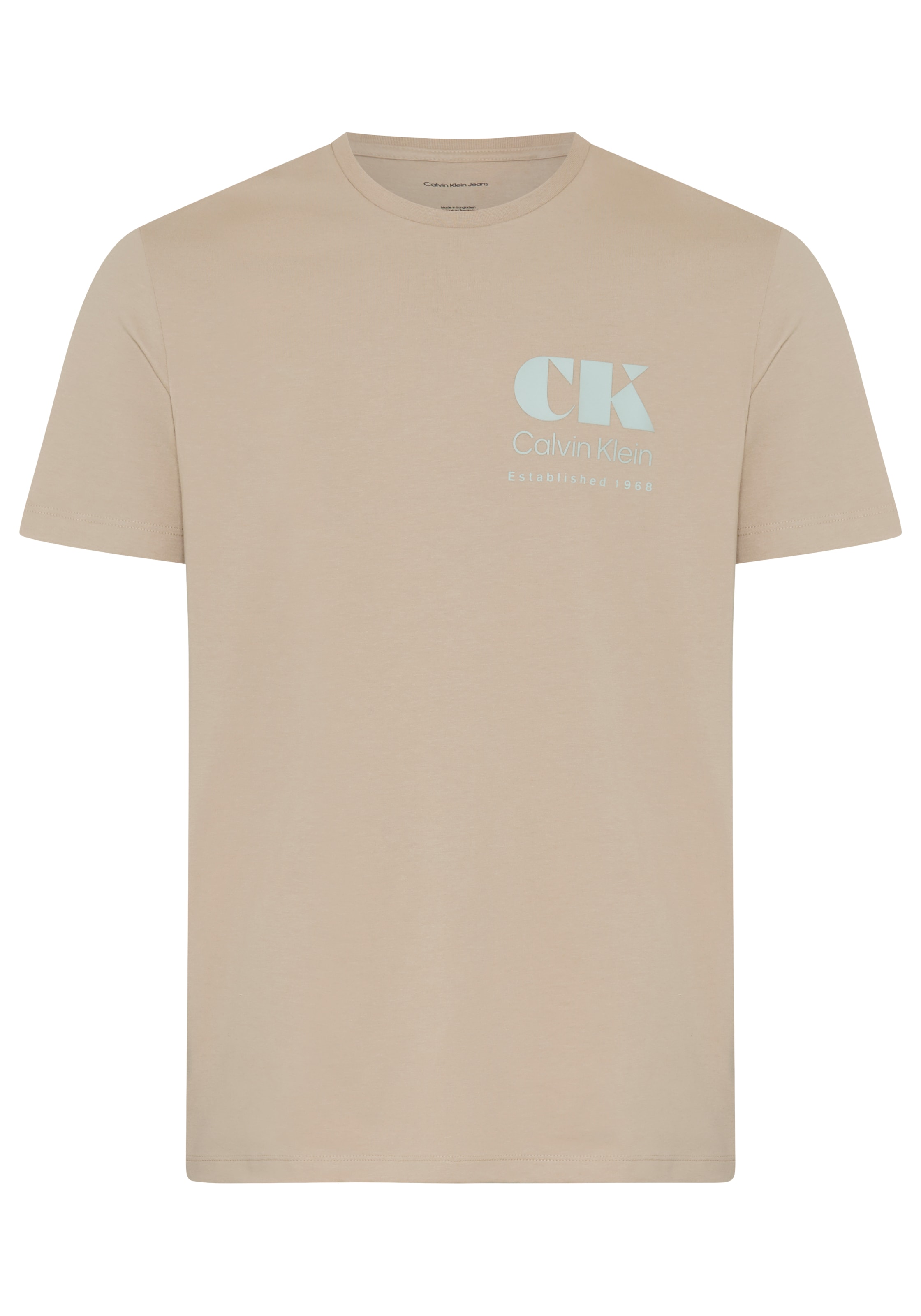 Calvin Klein Jeans T-Shirt Rundhalsausschnitt, reine Baumwolle, großer Rückendruck