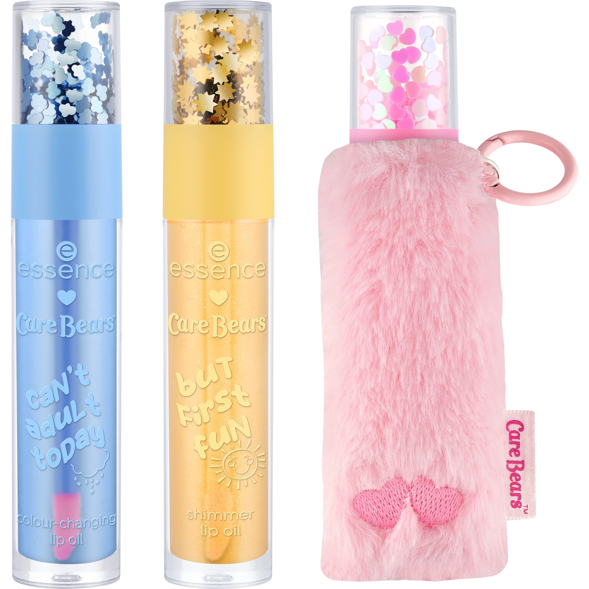 Essence Lipgloss »Care Bears lip oil trio & fluffy holder«