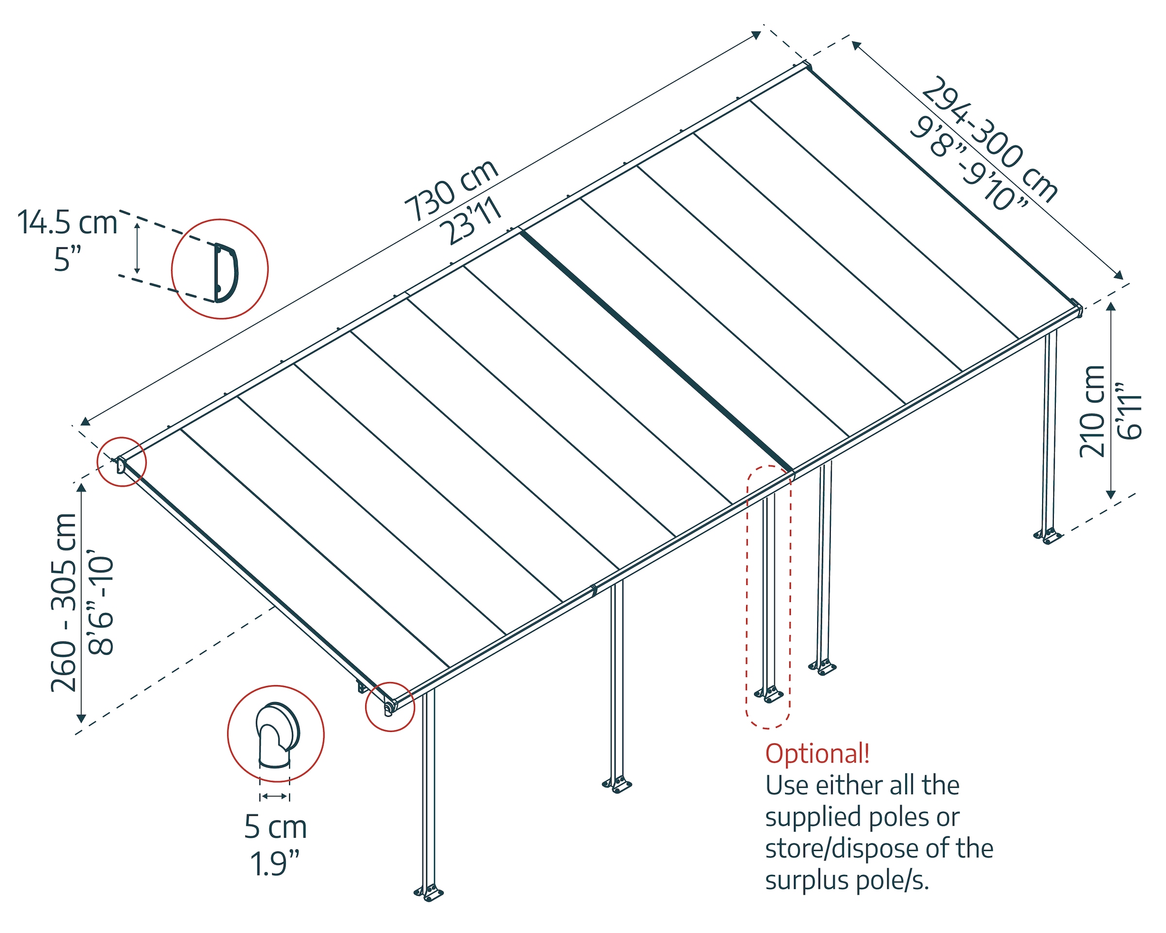 Palram - Canopia Terrassendach »Feria Alu Terrassenüberdachung«, einfache DIY Montage